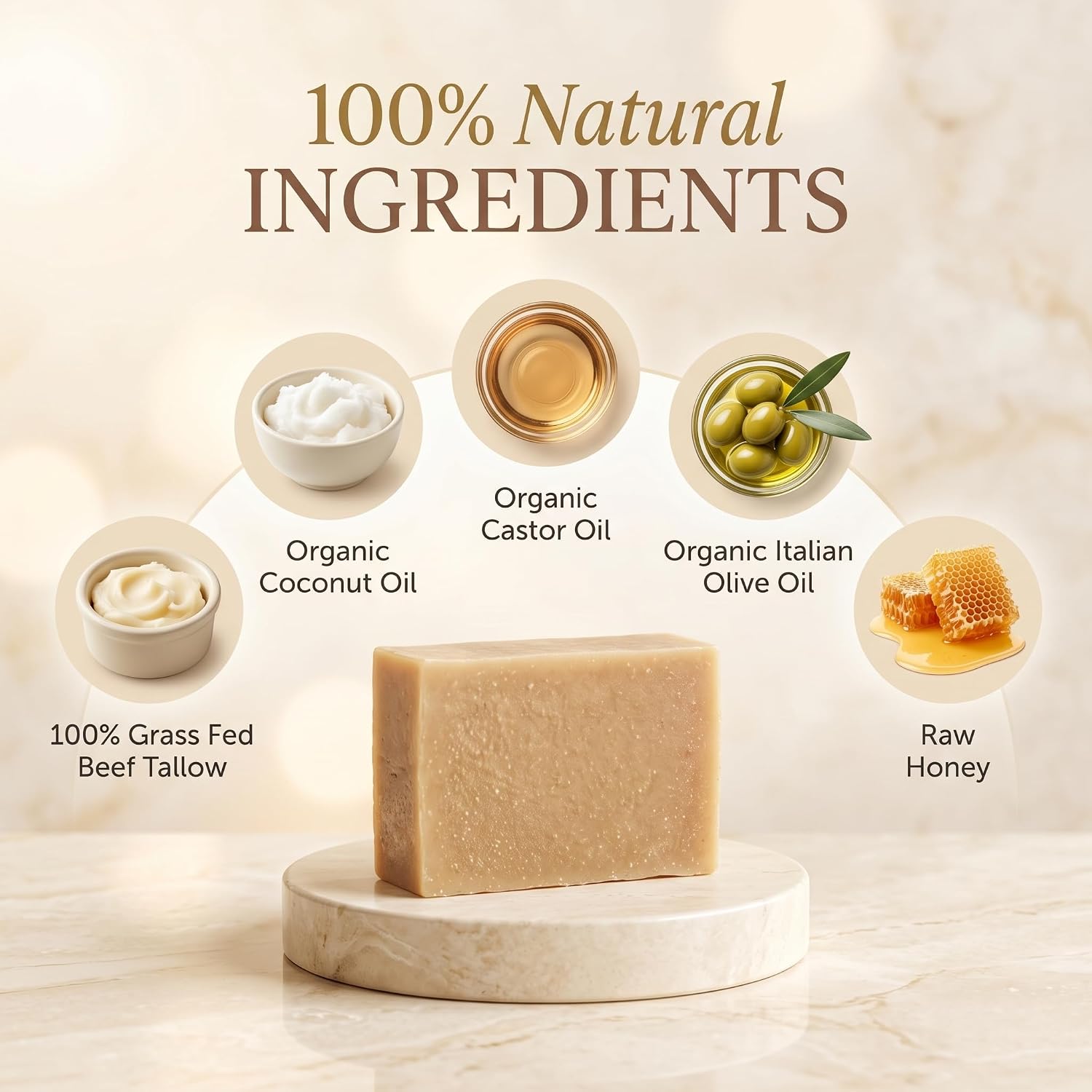 Terra Lotus - Organic Tallow Soap with Organic Castor Oil & Raw Honey - Hydrating & Nourishing - 3 Pack (Unscented) - Image 5