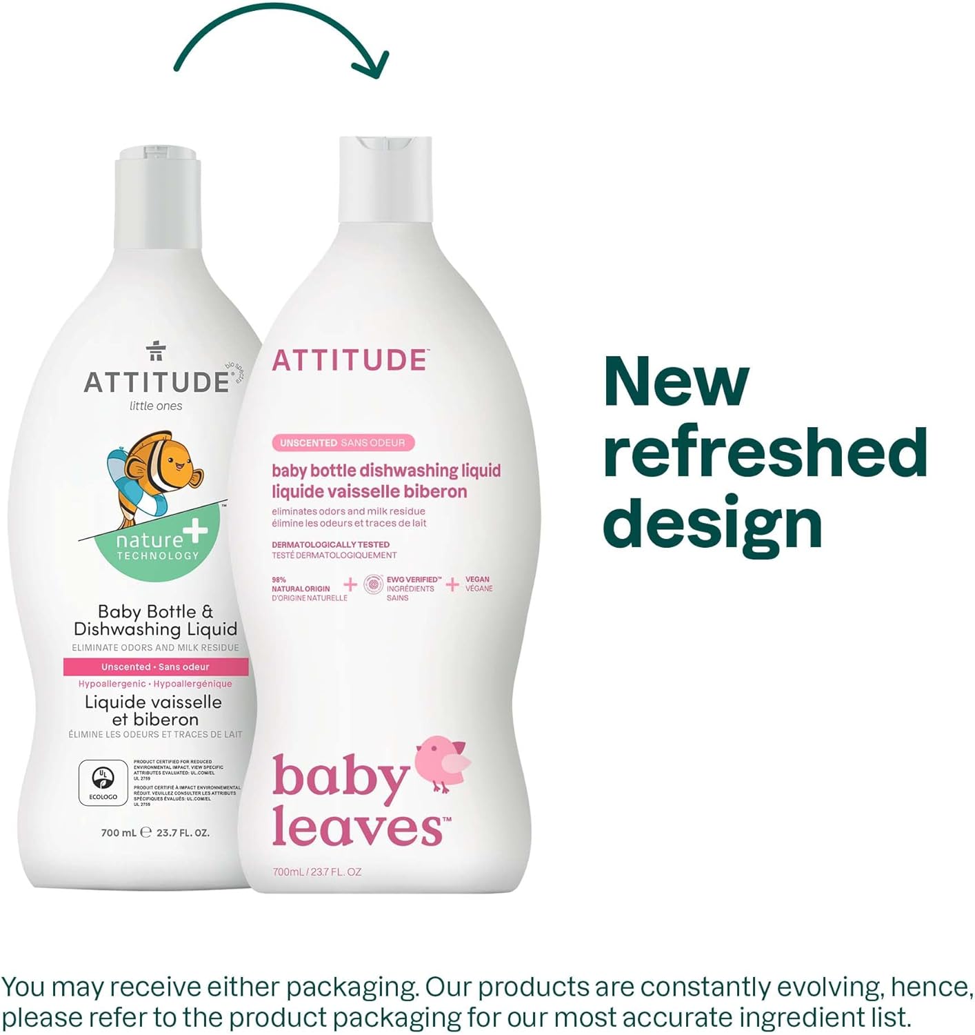 ATTITUDE Baby Bottle & Dish Soap, EWG Verified Bottle Cleaner, Fragrance Free & Dye Free, Removes Milk Residue & Grease, Vegan, Unscented, 23.7 Fl Oz - Image 3