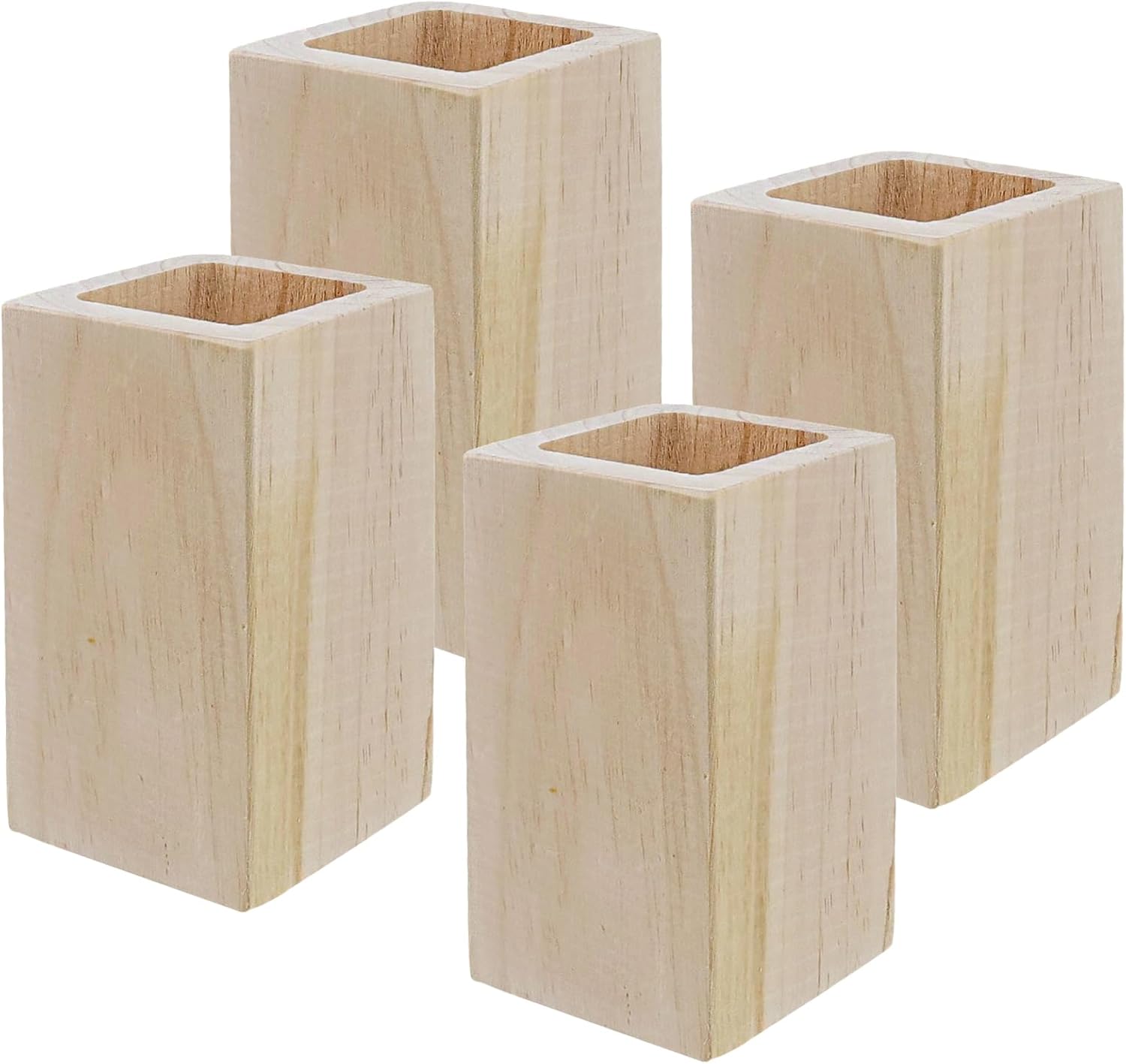 Solid Pine Wood Square Furniture Riser 4Pcs, 3.93-5.18 Inch Rising Height, Fit 1.97 Inch Leg, Support 880 lbs Heavy Duty Furniture Feet Lifter for Under Bed Storage Desk Sofa Chair - Image 2