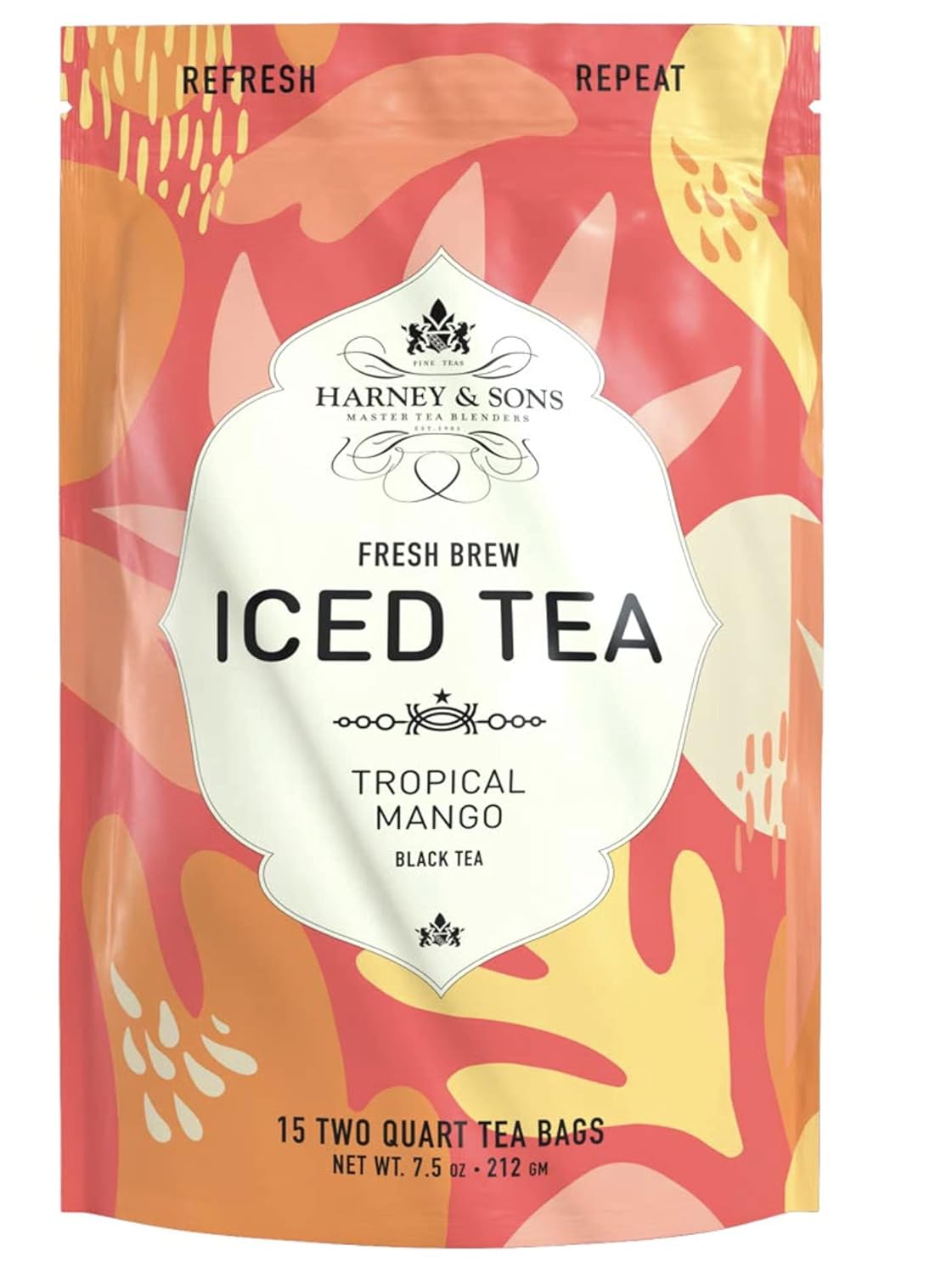 Harney & Sons Tropical Mango Fresh Brew Iced Tea Bags, 15ct, Each Bag brews 2 Quarts, Fresh Brew Refreshing Iced Tea, Juicy & Flavorful - Image 3