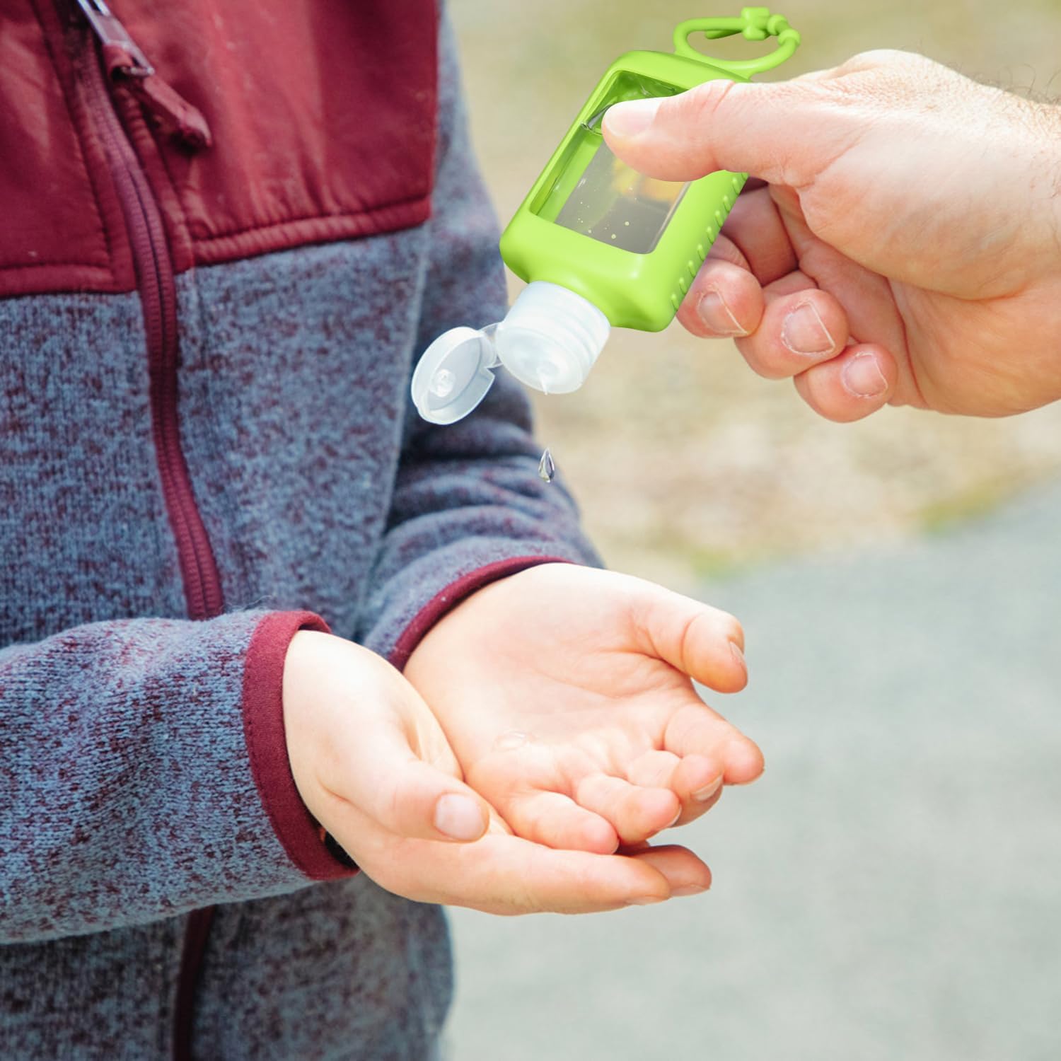 6Pcs Travel Size Empty Hand Sanitizer Holder with Silicone Keychain, 2 oz Leak Proof Refillable Plastic Bottles Portable Travel Containers with Detachable Silicone Case - Image 6