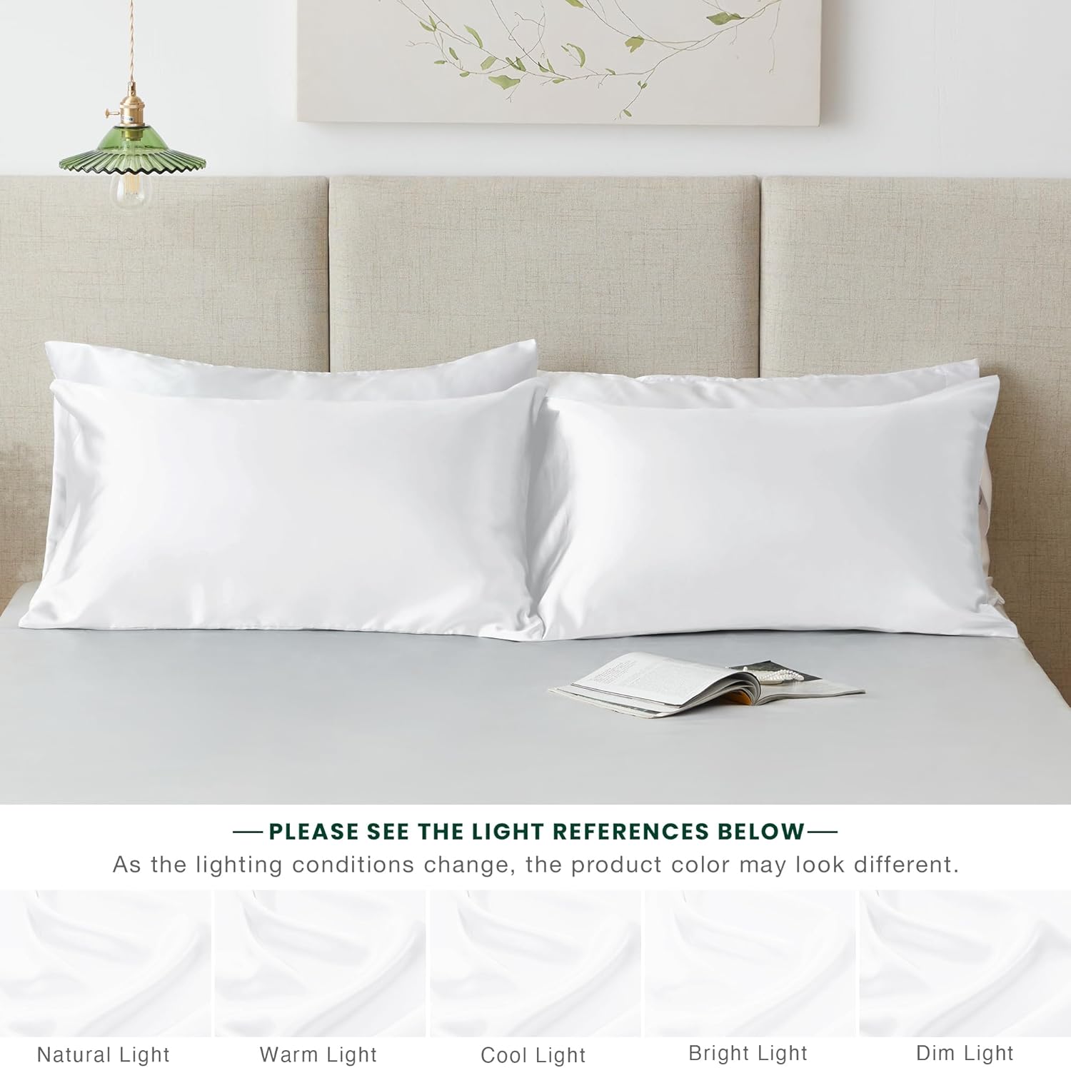 Love's cabin Satin Pillowcase Set of 2 Queen Size 20x30, Cooling Pillow Covers for Hair and Skin, Silky Smooth with Envelope Closure, Similar to Silk, White - Image 8