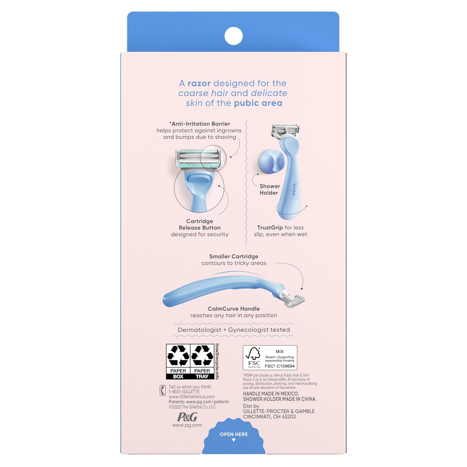 Gillette Venus for Pubic Hair and Skin, Bikini Razors for Women, Women's Razor Handle + 4 Blade Refills - Image 11