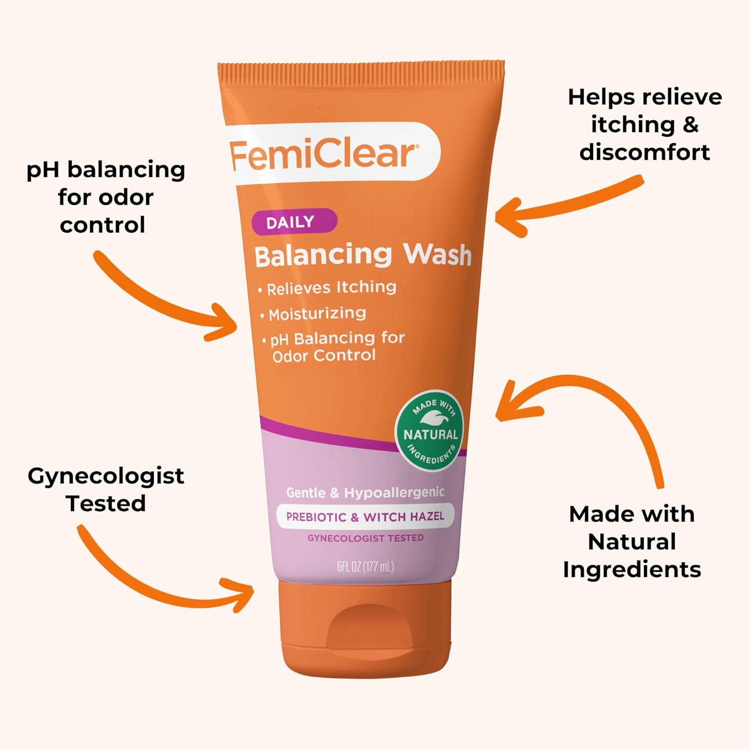 FemiClear Soothing Daily Feminine Wash - Feminine Care Wash for Itching & Irritated Skin, Feminine Hygiene Products, Essentials for Vaginal Health, PH Balance for Women (6FL oz) - Image 5