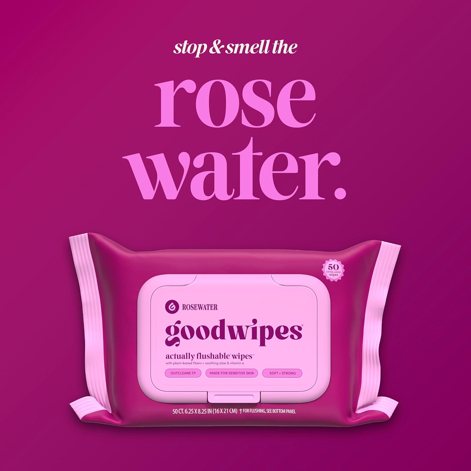 goodwipes Flushable Wipes - Rosewater Wet Wipes for Adults, Sewer & Septic Safe, Guest Bathroom Essentials for Women & Men, pH Balanced & Extra Large, 153 Count (3 Packs and 3 Singles) - Image 7