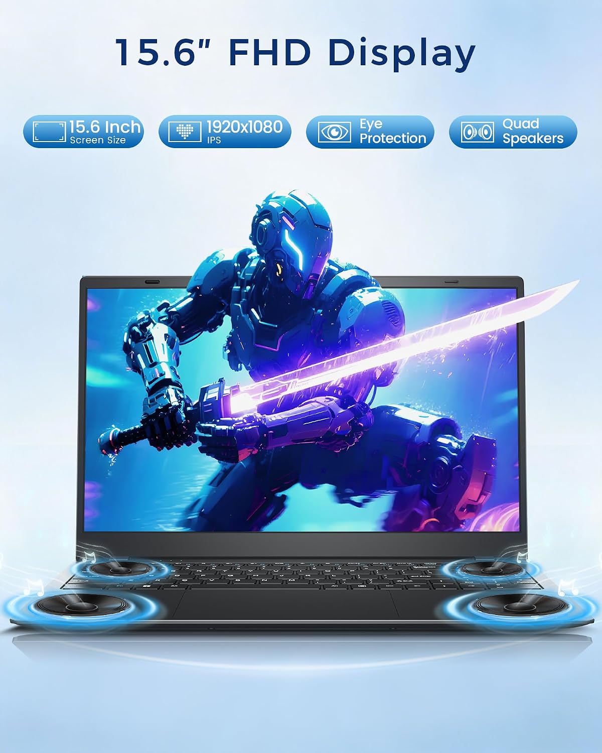 14 Inch Laptop Computer - 8GB RAM 128GB SSD Laptops with Pentium Gold 6500Y (Up to 3.4GHz), FHD IPS Screen, USB C, USB 3.2, HDMI, Lightweight Portable Laptops for Students, Work and Travel - Image 6