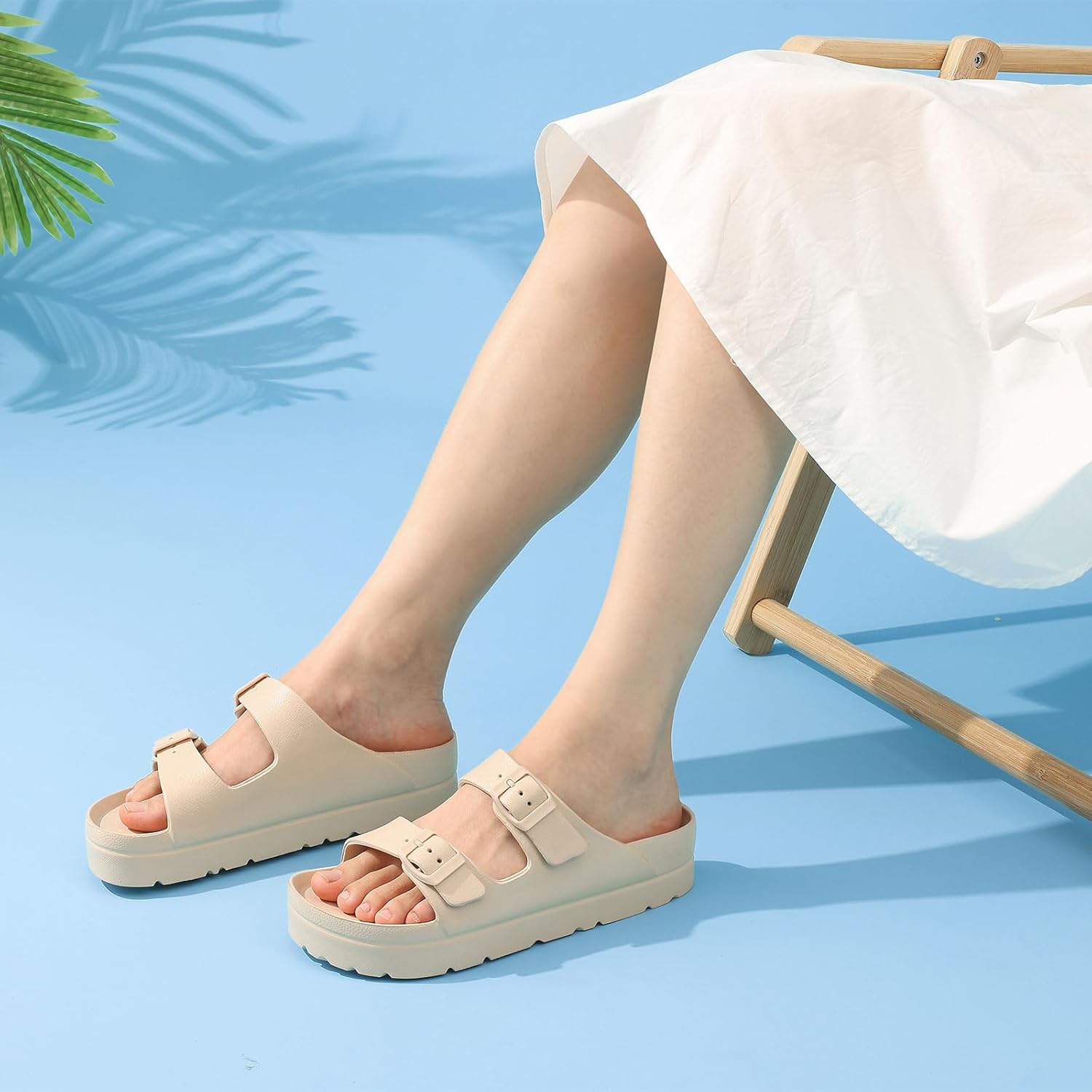 Goosecret Women's Platform Sandals with Arch Support, Chunky Lightweight Foam Slip on Slides, Comfortable Summer Beach Sandals with Adjustable Buckle - Image 3