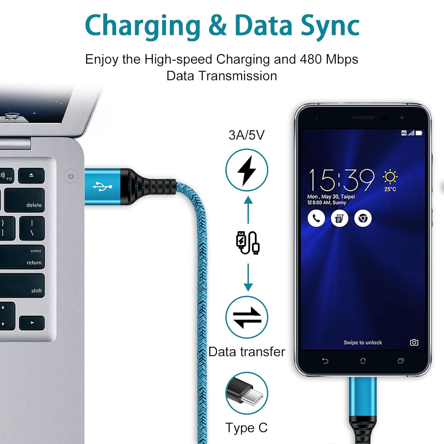 C Charger Cord Fast Charging USB Type C Cable Android Charger Cables 6FT 2Pack for Samsung Galaxy S26 S25 S24 S23 S22 S21 S20 Ultra S20+ Note 20 10 S10 S9 Plus A12 A11 A52 Google Pixel 6 5 4 4a 3a XL - Image 6