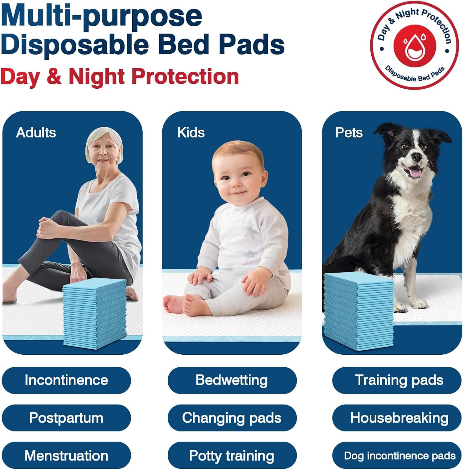 BIGGMED Tear-Resistant Disposable Bed Pads 30" x 36" 50 Count Absorbent Underpads, Chux Thicker Extra Large Incontinence Bed Pads, Pee Pads for Adults, Kids, Elderly, Pets - Image 7