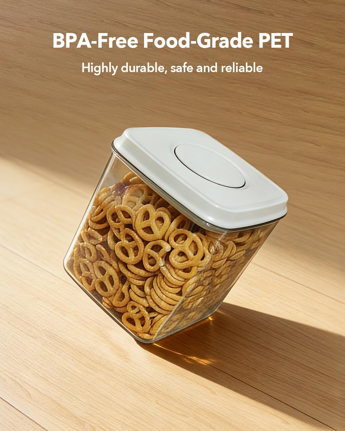 Airtight Food Storage Containers Set with One-Touch Lid, 2-Pack (2.8 QT / 2.65 L) Stackable PET, Best for Cereal, Flour, Rice & Baking Organizers. - Image 5