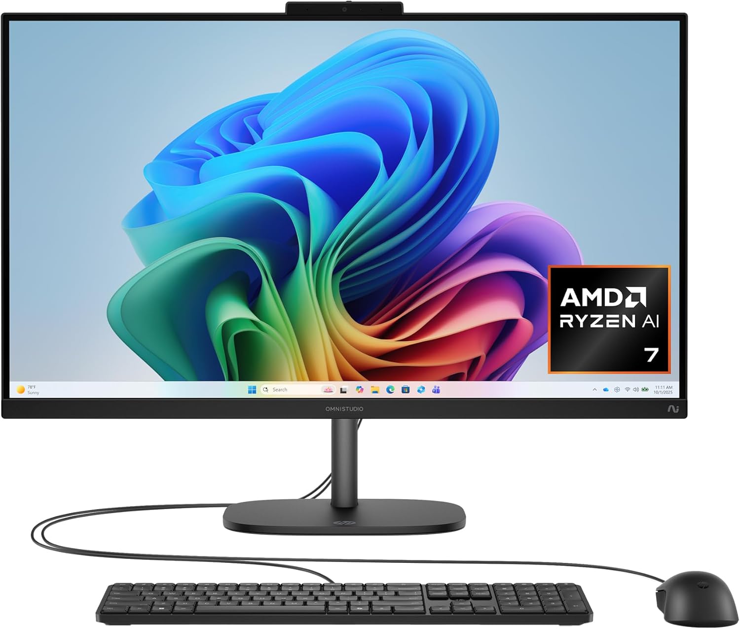 HP OmniStudio 27 inch All-in-One Desktop Next Gen AI PC, FHD Display, AMD Ryzen AI 7 445, 16 GB RAM, 512 GB SSD, AMD Radeon 840M Graphics, Windows 11 Home, Jet Black, 27-cw0102 (2026) - Image 2
