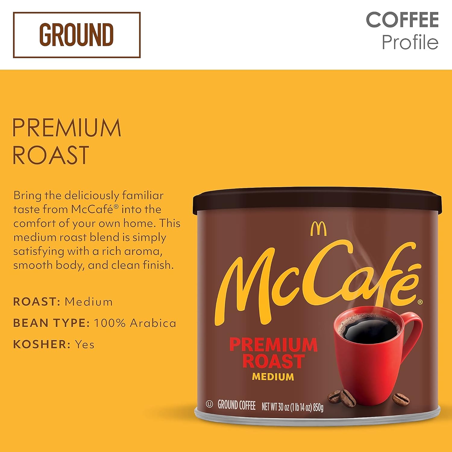McCafe Premium Roast, Medium Roast Ground Coffee, 30 oz Canister - Image 10
