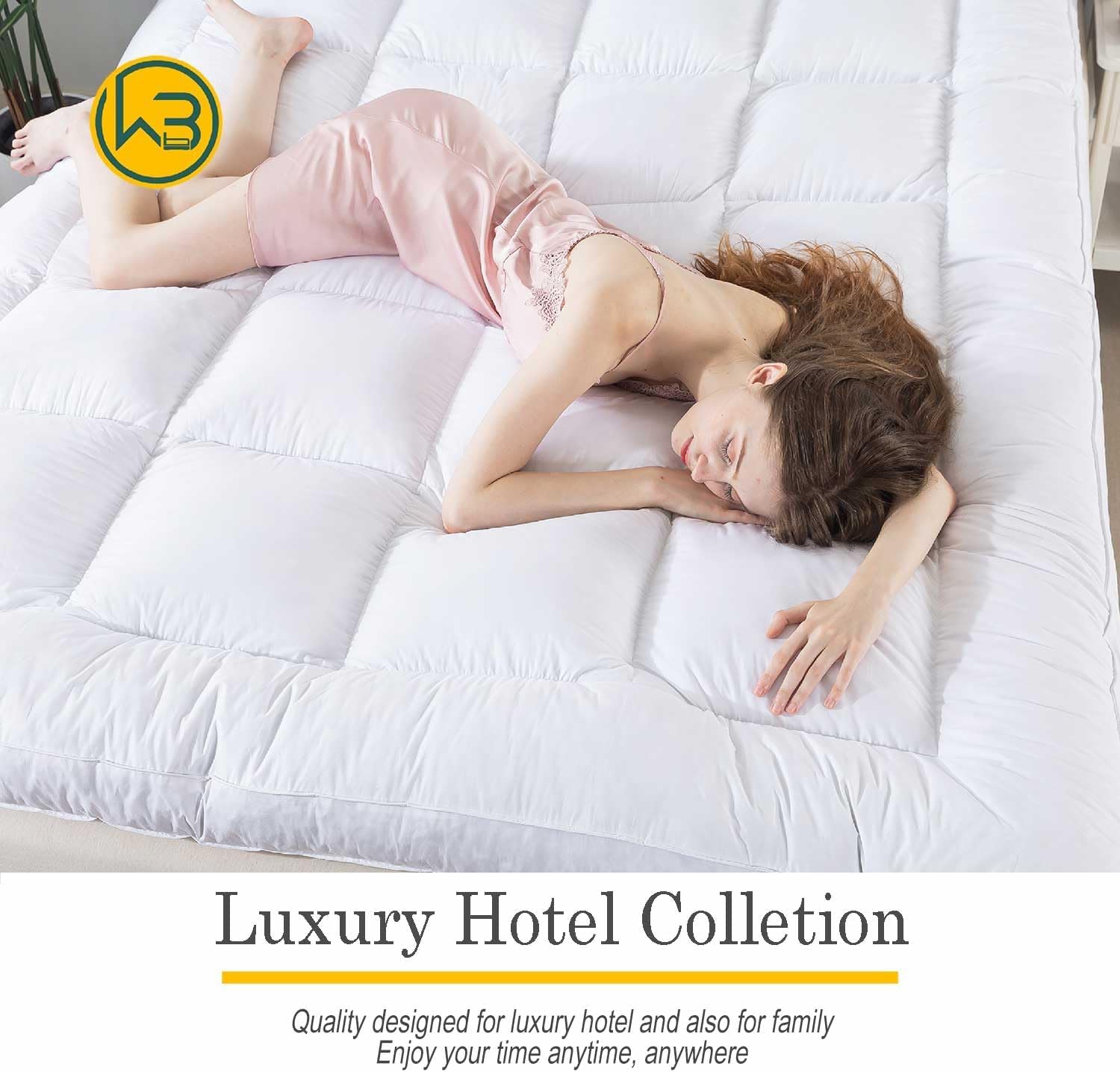 WhatsBedding 3 Inch Feather Bed Mattress Topper,Duck Feather Memory Foam Mattress Topper,Thickened Topper Layer,Twin - Image 9