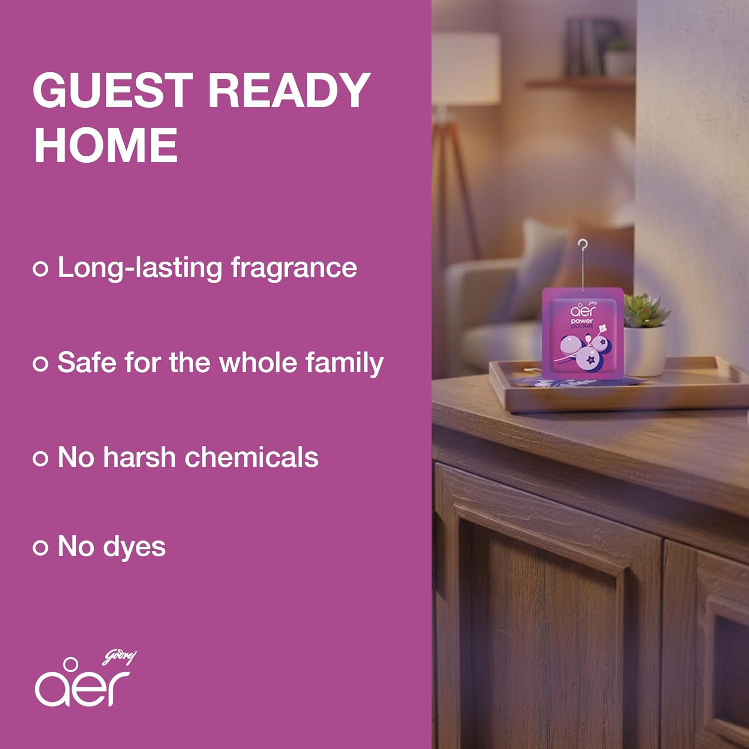 Godrej Aer Power Pocket Floral Delight Bathroom Fragrance 10 g, 6-Pack - Image 2
