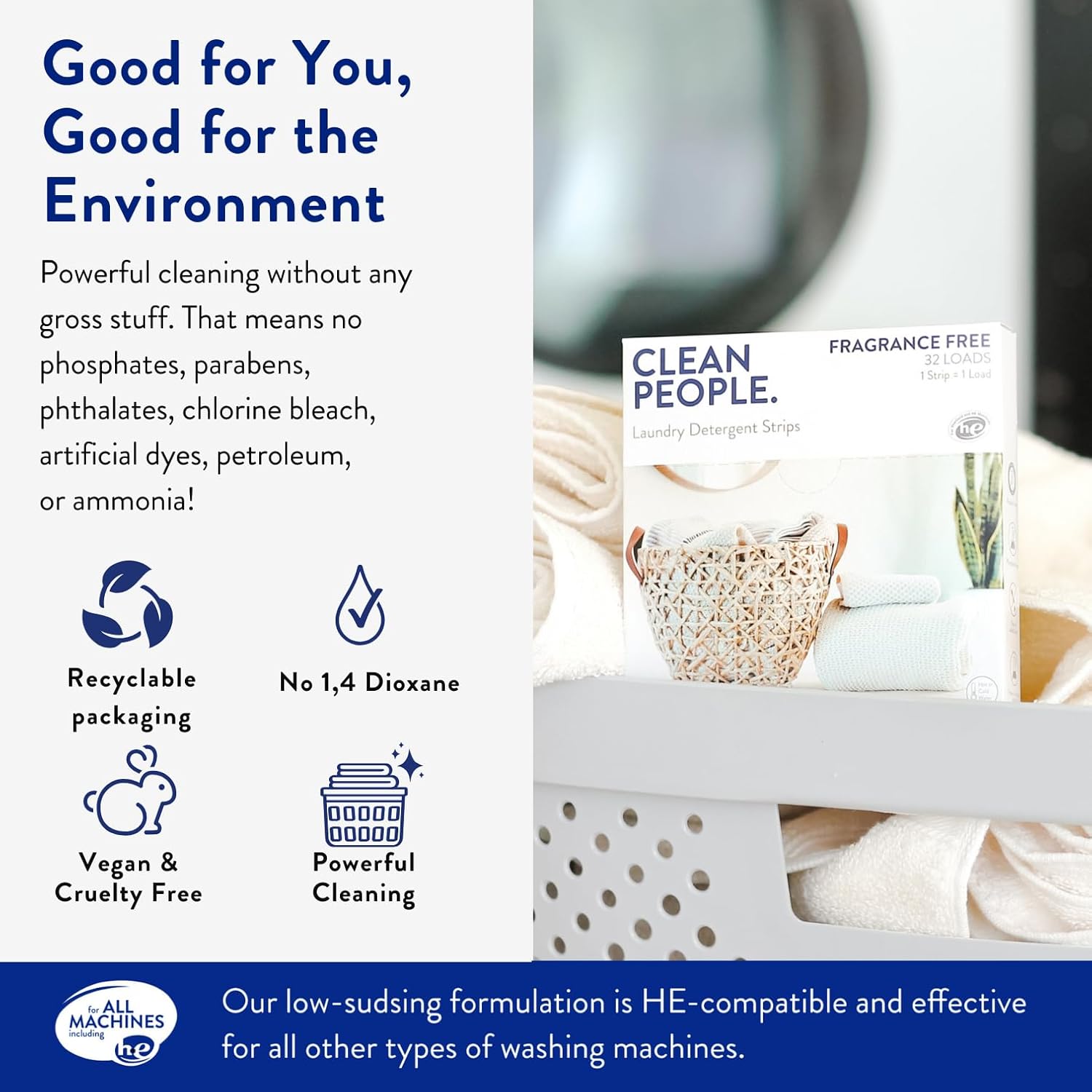 The Clean People Fragrance Free Laundry Detergent Sheets - Laundry Soap - Ultra Concentrated, Recyclable Packaging, Stain Fighting - Fragrance Free, 192 Pack - Image 4