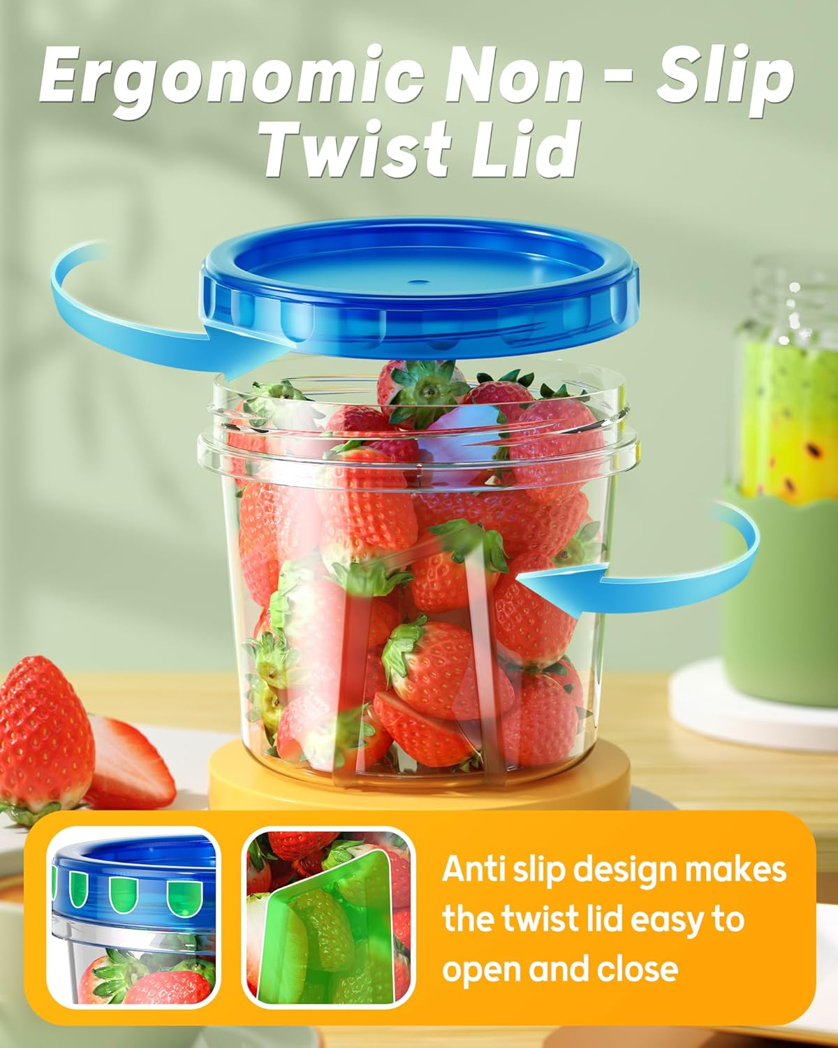 BiuLeon 6 Pack-24 oz Freezer Storage Containers, Plastic Food Storage Containers with Twist Top Lids, BPA Free and Reusable Soup Containers with Lids, Leakproof/Microwave/Dishwasher Safe - Image 4