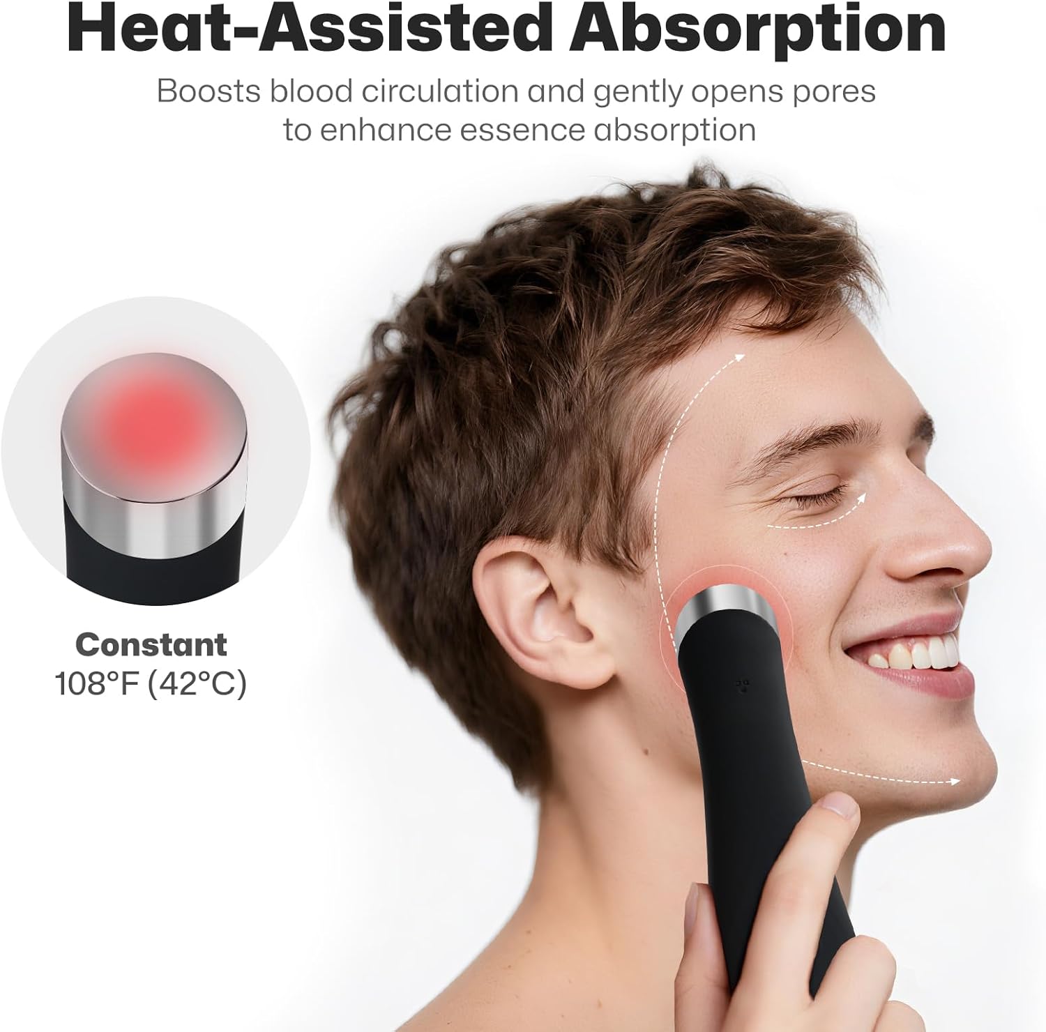 PRITECH Facial Cleansing Brush, Rechargeable Silicone Face Scrubber with Heat Massage End, Vibrating Exfoliator Scrubber for Deep Cleaning, Waterproof Face Brush for Women and Men (Black) - Image 7