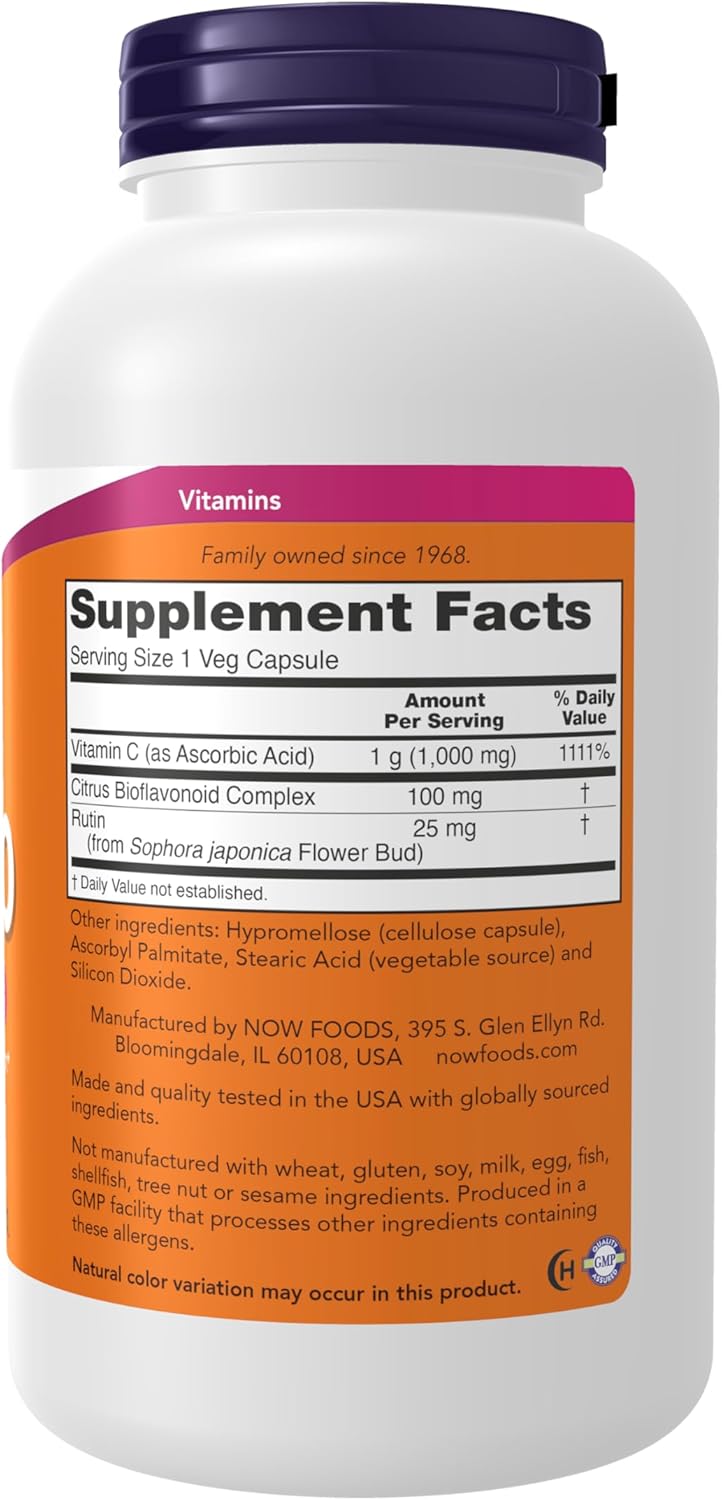 NOW Foods Supplements, Vitamin C-1,000 with 100 mg of Bioflavonoids, Antioxidant Protection*, 250 Veg Capsules - Image 3