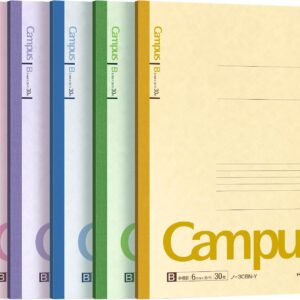 KOKUYO Composition Notebooks, 5 Pack Campus Semi-B5 Comp Book with B 6mm Ruled, 30 Sheets, Classic School Lined Notebook, Journal Notebook for Women Work Study Note Taking (NO-3CBNx5)