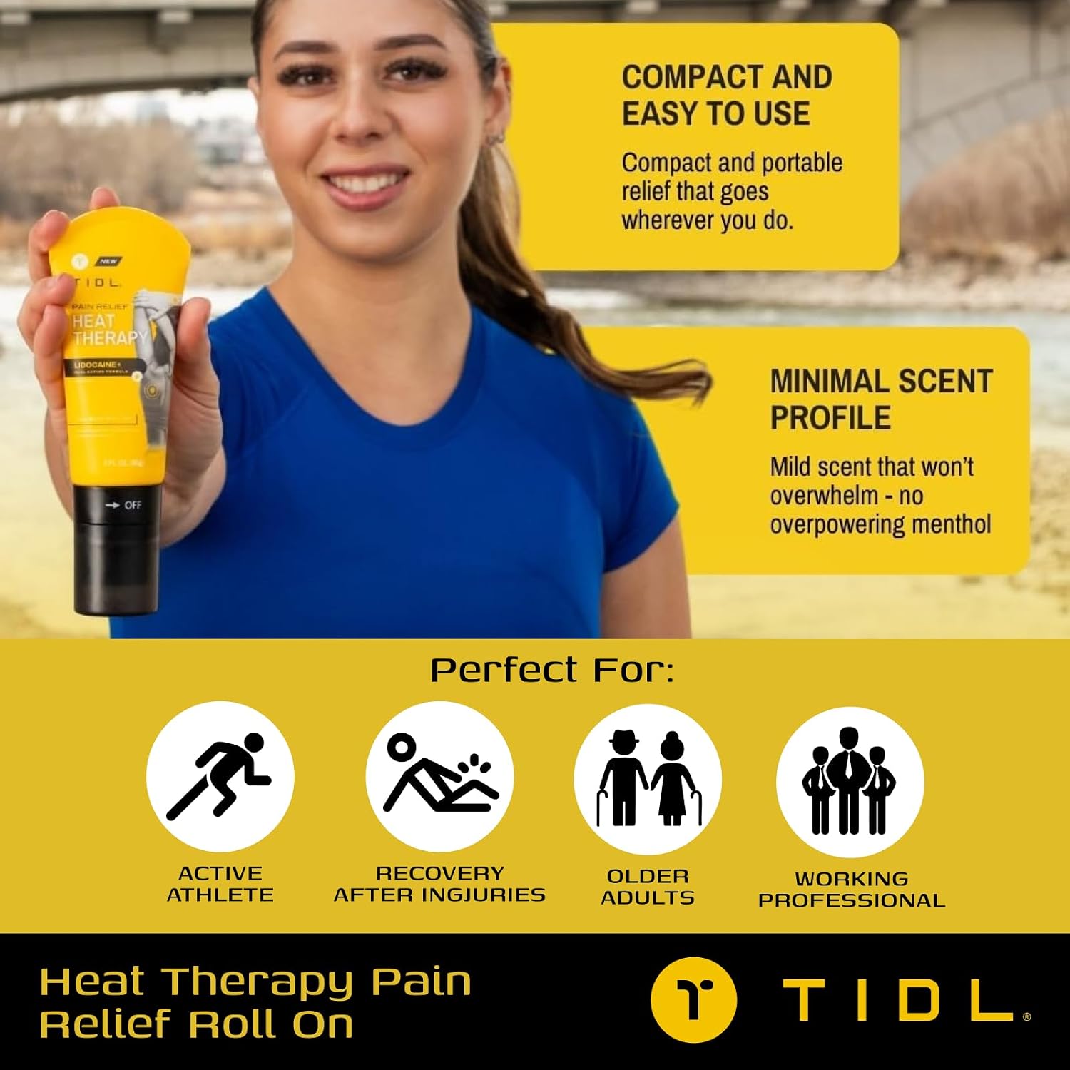TIDL Heat Therapy Roll-On Pain Reliever | Menthol Lidocaine+ Dual Action Formula Anti-Inflammatory Warming Botanical Massaging Roller for Muscle Joint Shoulder Back Pain Relief | 3 fl oz - Image 7