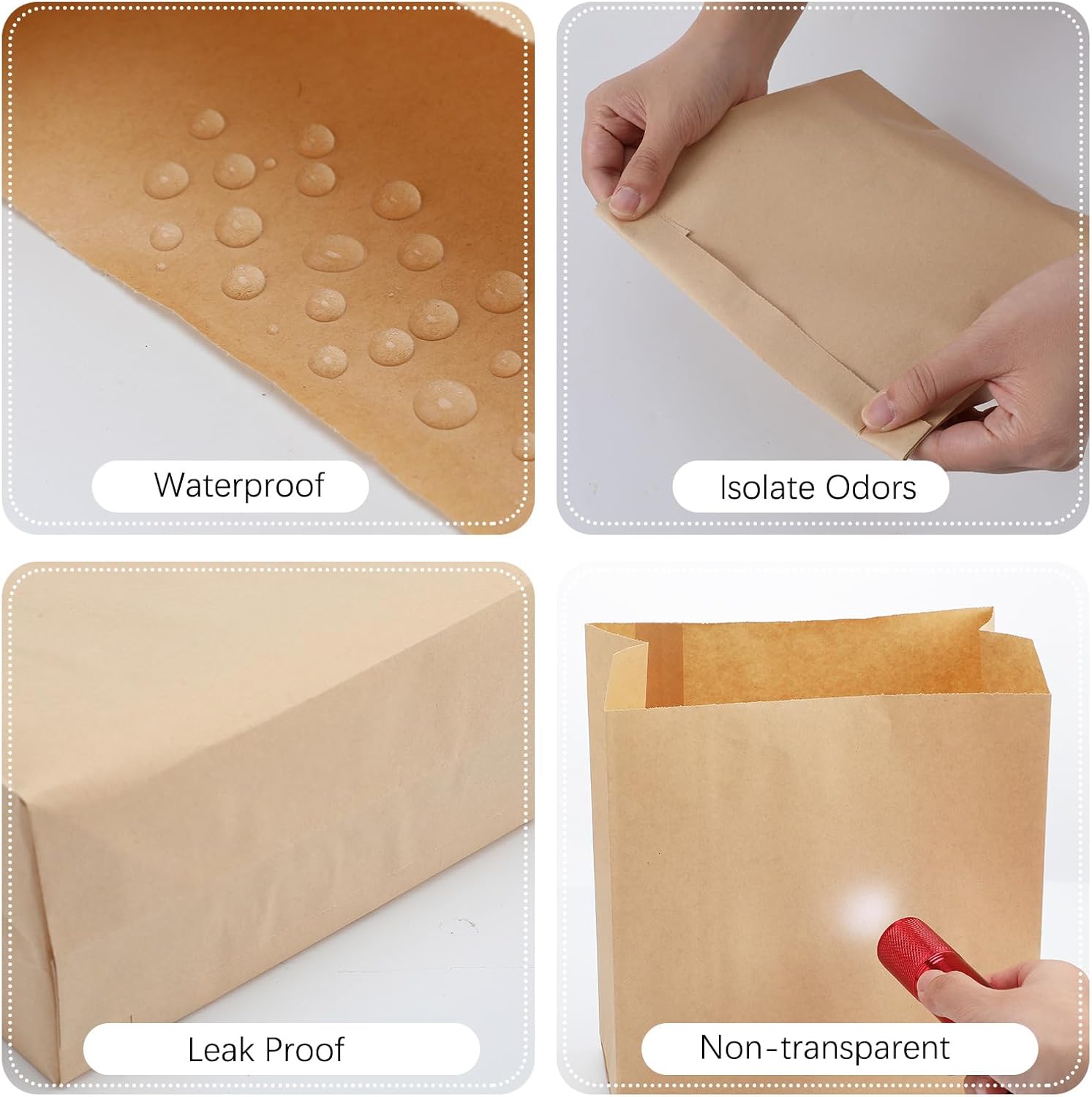 Tenceur 500 Pcs Waxed Sanitary Napkin Disposal Bags 7.5'' x 10'' x 3.5'' Kraft Feminine Hygiene Liner Bag Paper Bags for Commercial Business Personal Restroom Bathroom Janitorial Dispenser - Image 4