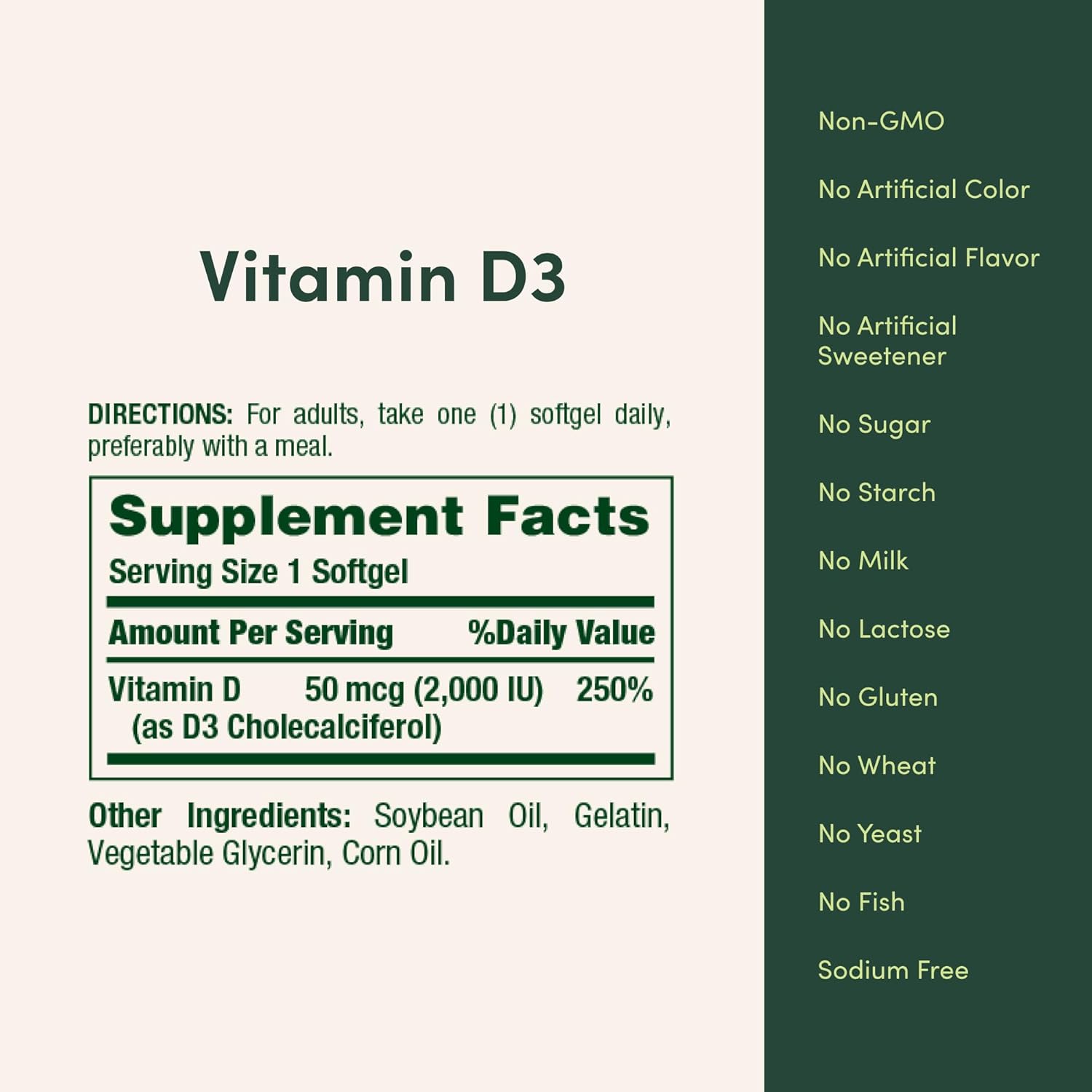 Nature's Bounty Vitamin D3 2000 IU | Supports Immune Health, Calcium Absorption & Bone Strength | Essential for Healthy Bones | Non-GMO, No-Gluten | 350 Softgels, 1 Serving Per Day for Daily Health - Image 6