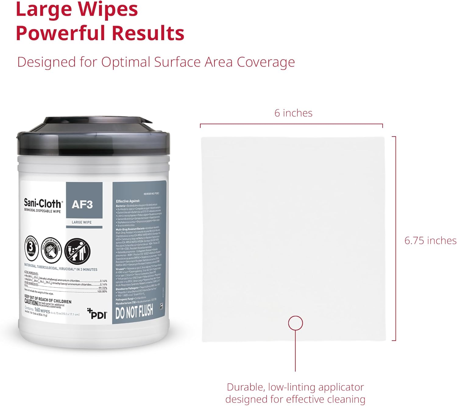 Sani-Cloth AF3, Surface Disinfecting Wipes, Fragrance Free, Alcohol-Free, Large Canister, 160 Wipes - Image 4