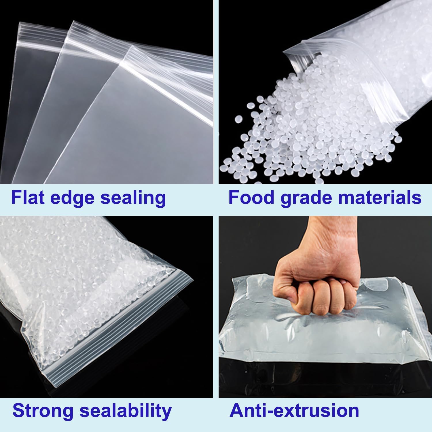 Clear Resealable Zip Bags 4"x6", 2 Mil LDPE, 500 Pack — Reclosable Poly Bags for Jewelry, Samples, Vitamins, Candy, Storage & Shipping (500pcs(4X6in)) - Image 4
