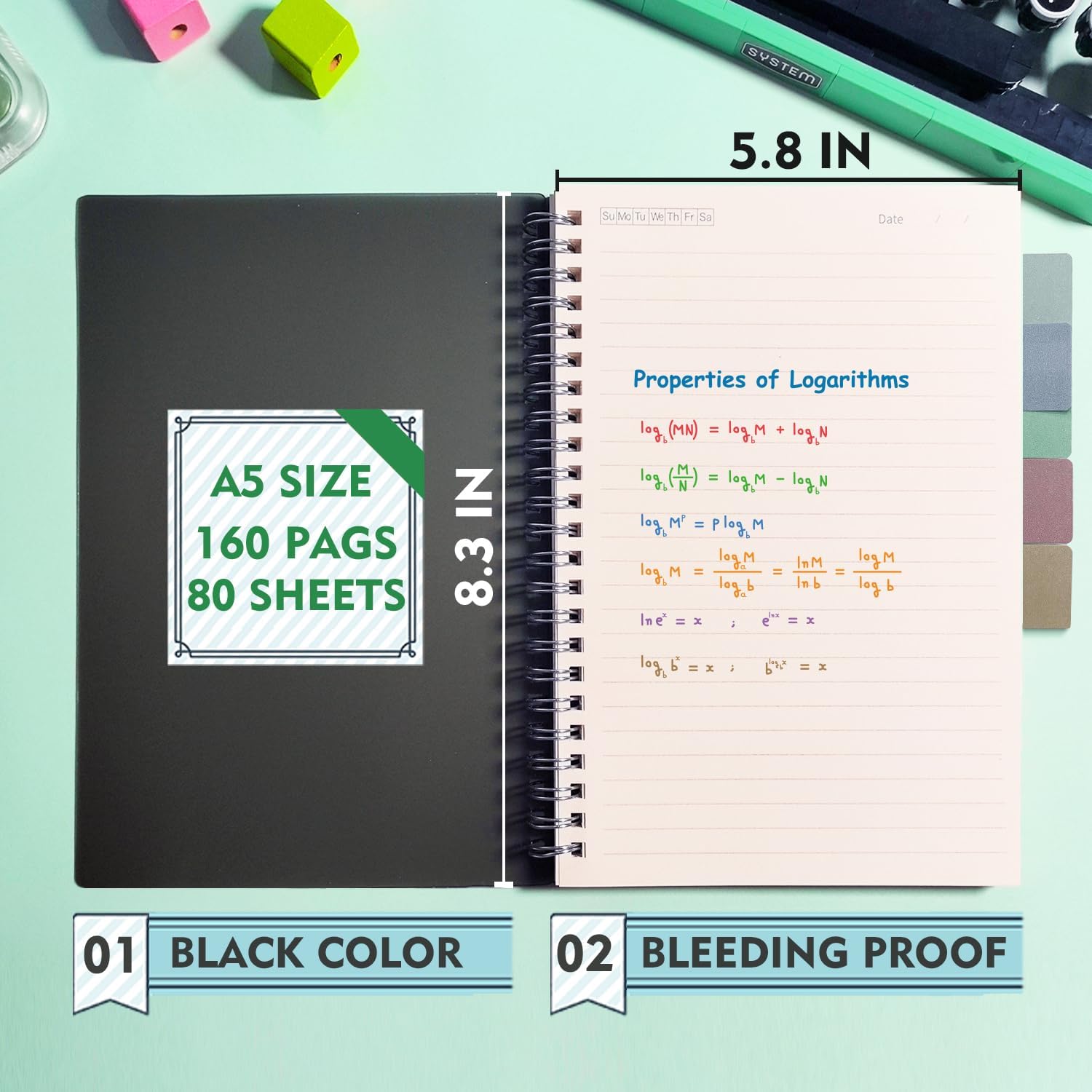 OWSC 1 Pack Ruled Notebook, 5.9 x 8.3 Inches Spiral Notebooks for Work, School and Journal with 110 GSM Journal Ruled Paper, Large Notebook with 80 Sheets/160 Pages, Hardcover Ruled Journal - Image 3