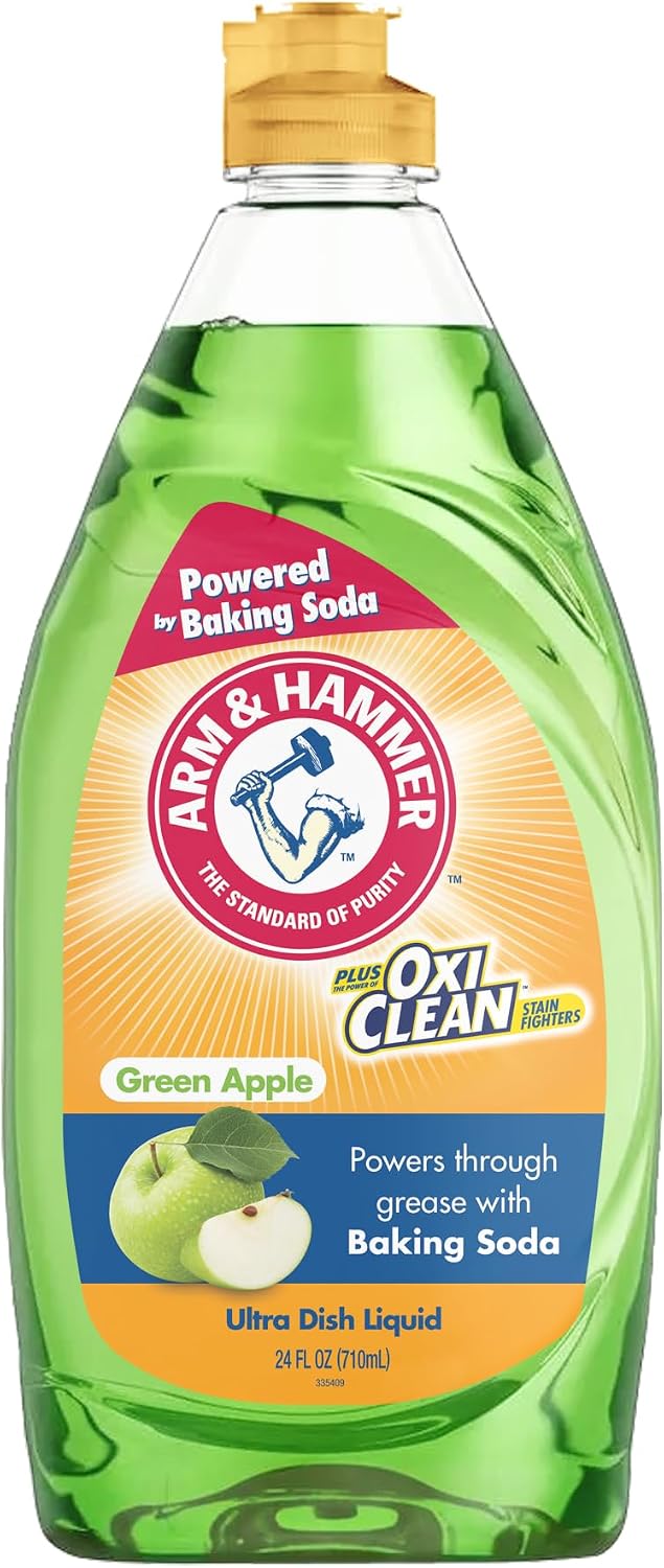 Arm & Hammer + OxiClean Dish Soap, Crisp Apple Scent, 24 oz, Powerful Grease-Cutting Liquid Dish Detergent - Image 2