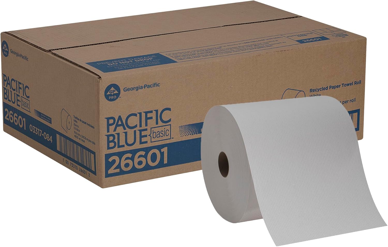 Pacific Blue Basic Recycled Paper Towel Rolls by GP PRO (Georgia-Pacific), White, 26601, 800 Feet Per Roll, 6 Rolls Per Case Pacific Blue Basic Recycled Paper Towel Rolls by GP PRO (Georgia-Pacific), White, 26601, 800 Feet Per Roll, 6 Rolls Per Case