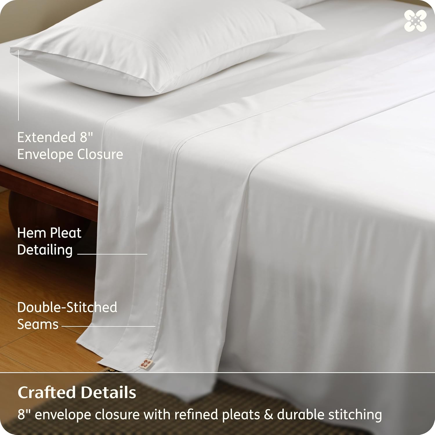 Bedsure Bamboo Viscose Cooling Sheets, Rayon Cotton Serene Blend, PureWoven, Breathable & Buttery Soft Queen Size Bed Set, Deep Pocket Up to 18", Hotel Luxury Bedding for Hot Sleepers, White - Image 9