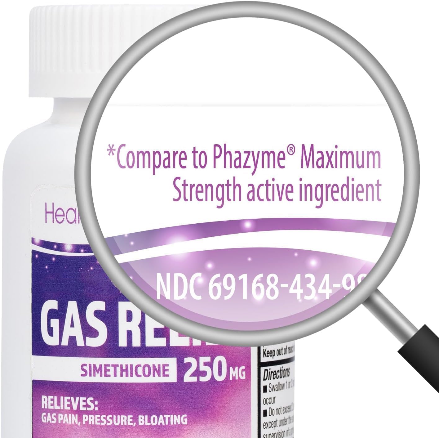 HealthA2Z® Gas Relief, Simethicone 250mg, Fast Acting Gas Relief, Bloating, Pressure, Discomfort, 200 Softgels - Image 3