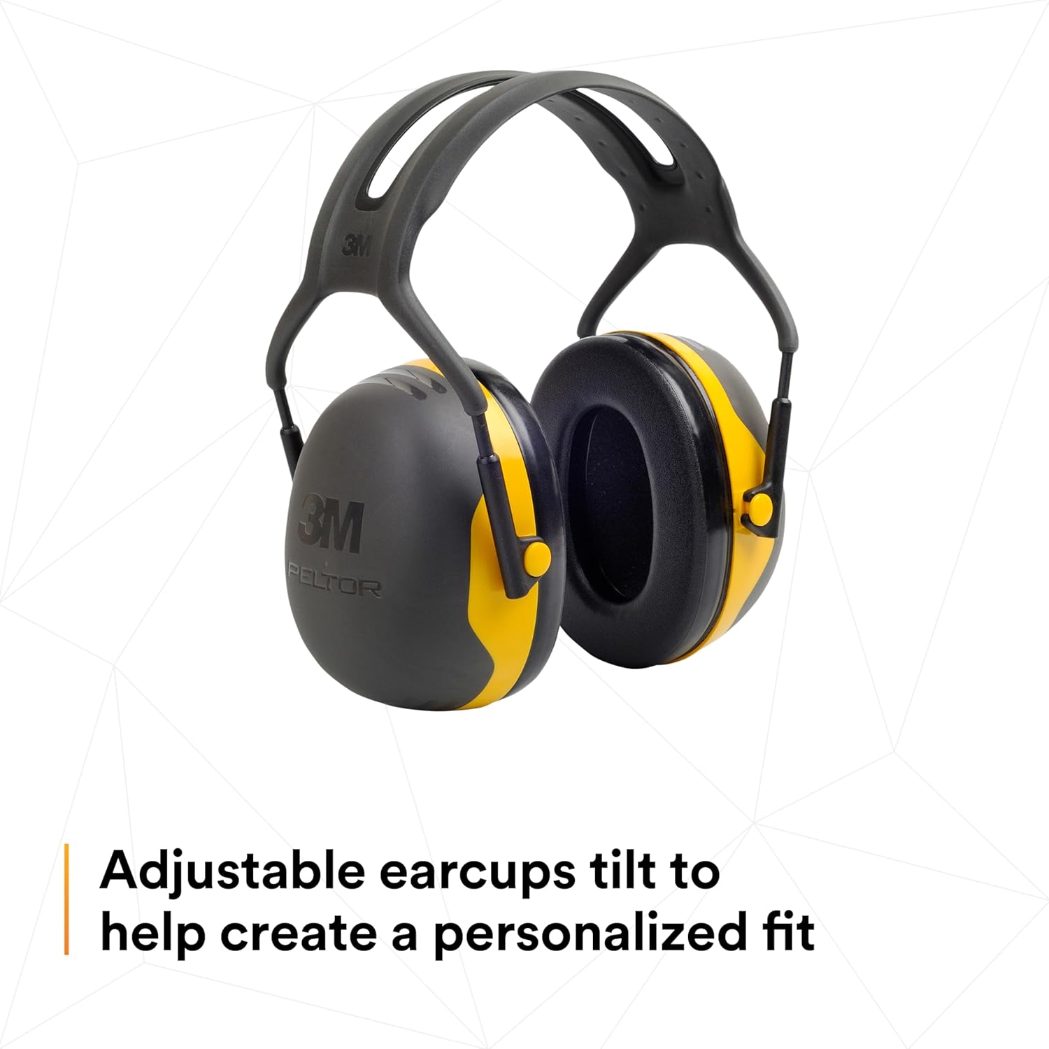 3M PELTOR Hearing Protection Earmuffs, X Series X2A, Over the Head Headband, NRR 24 dB, Pack of 1, Construction, Manufacturing, Maintenance, Automotive, Woodworking, Black/Yellow - Image 9