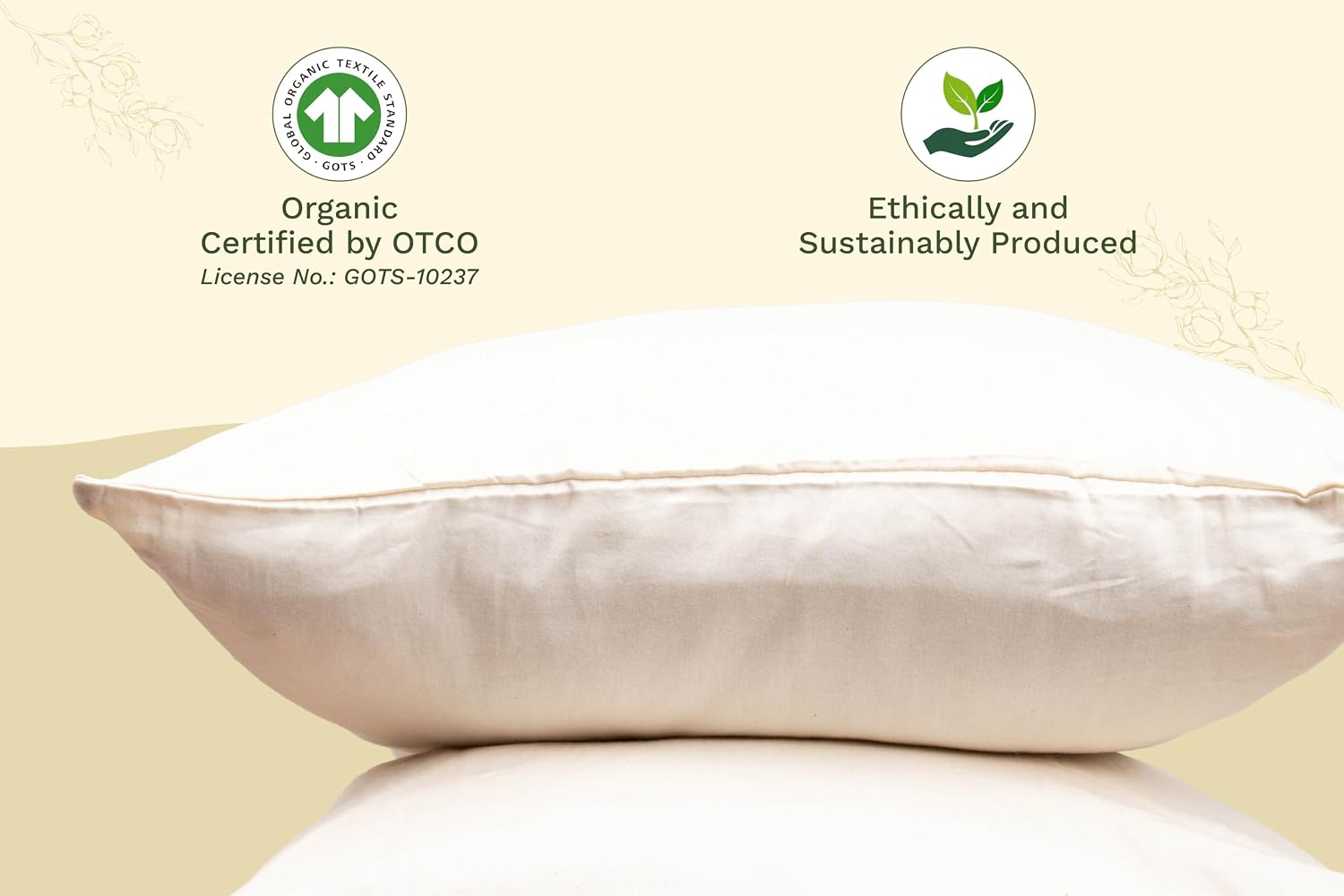 Organic Cotton Standard Size Pillowcases - Off-White, GOTS Certified, 400 Thread Count, 21"x30", Unbleached, Dye-Free All Natural 100% Cotton Pillow Cases (Off-White, Standard Size - Set of 2) - Image 7