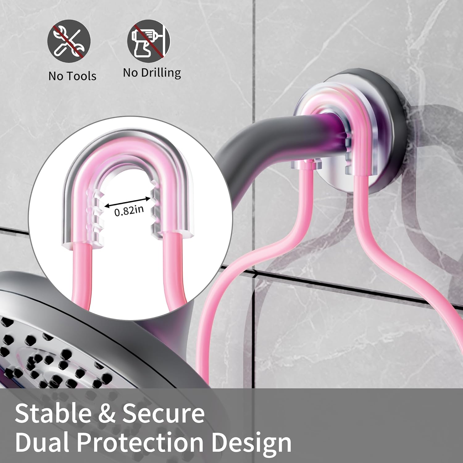 DAOYA Shower Caddy Hanging, Pink Over the Shower Head Caddy with Soap Holder, Bathroom Organizer with Hooks for Razors and Bath Sponges - Image 5