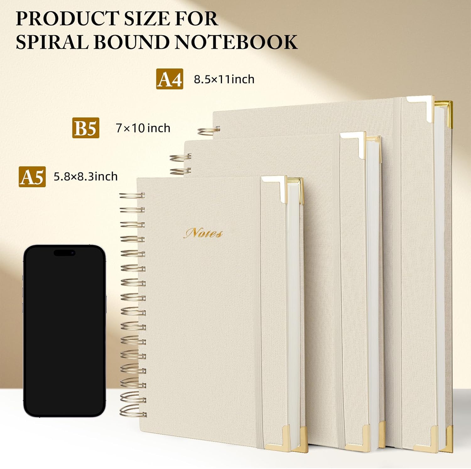 Spiral Notebook Journal, 328 Pages Linen Hardcover College Ruled Notebook, Lined Thick Journals for Women Men, A5 Thick Spiral Journal for Writing, 100GSM Paper, Cute Notebooks for Work School - Image 6