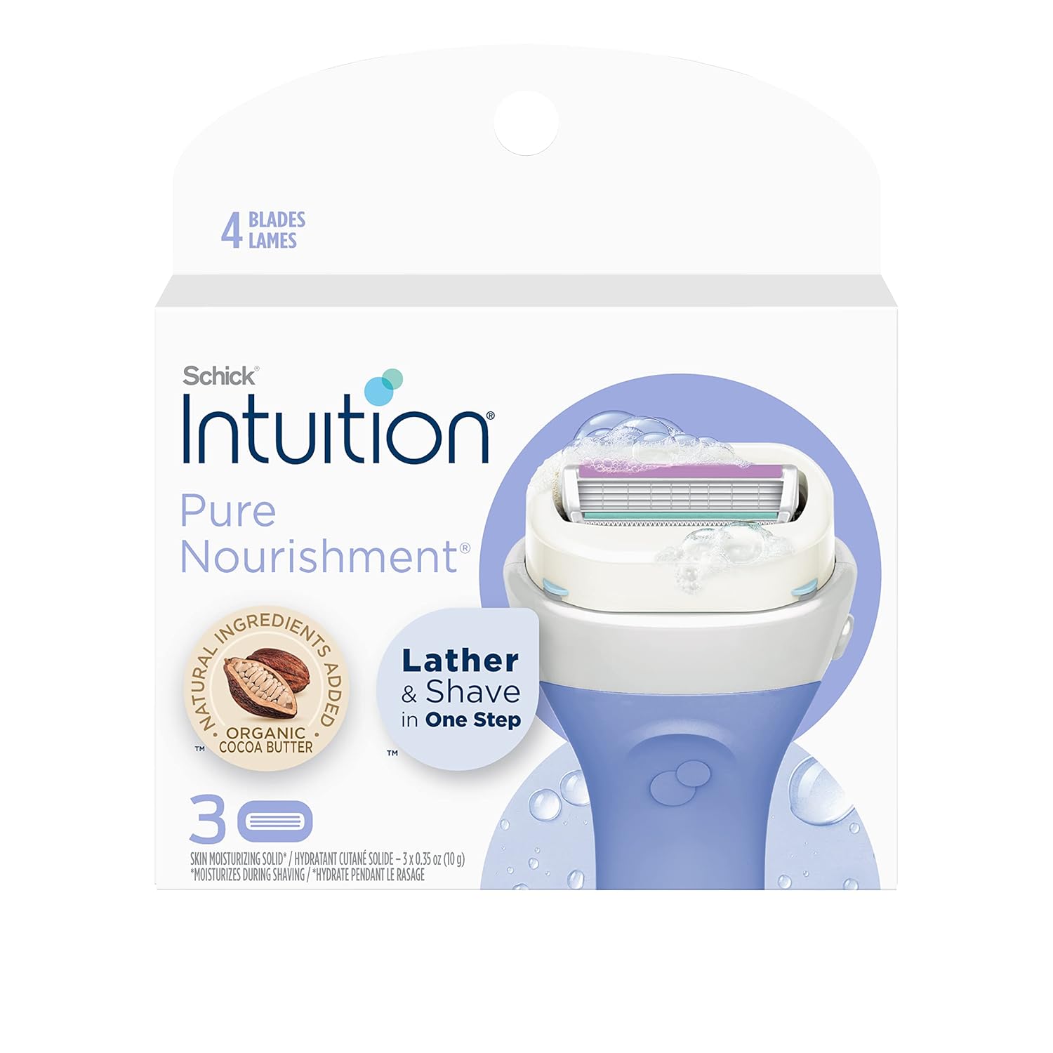Schick Intuition Pure Nourishment Womens Razor Refills with Coconut Milk and Almond Oil, 3 Count (Pack of 1) - Image 2