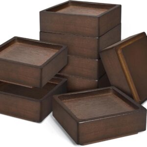 Wood Bed Risers, Heavy Duty Wood Blocks, 1 inch Stackable to 2 inch 3 inch 4 inch High, Furniture Risers for Couch Sofa Cabinet Ottoman End Table (8pcs Square)