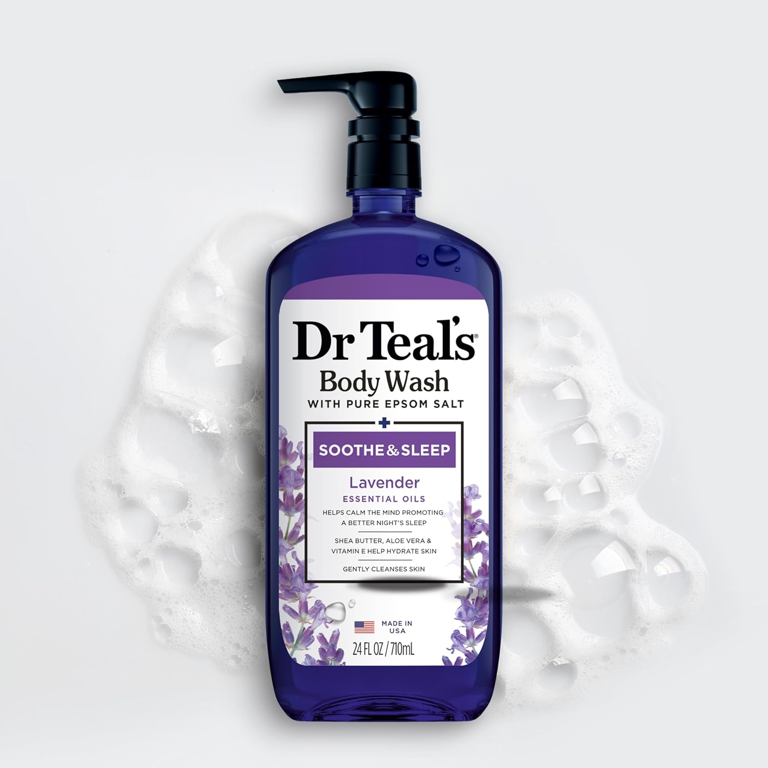 Dr Teal's Body Wash with Pure Epsom Salt, Soothe & Sleep with Lavender, 24 fl oz (Pack of 4) - Image 8
