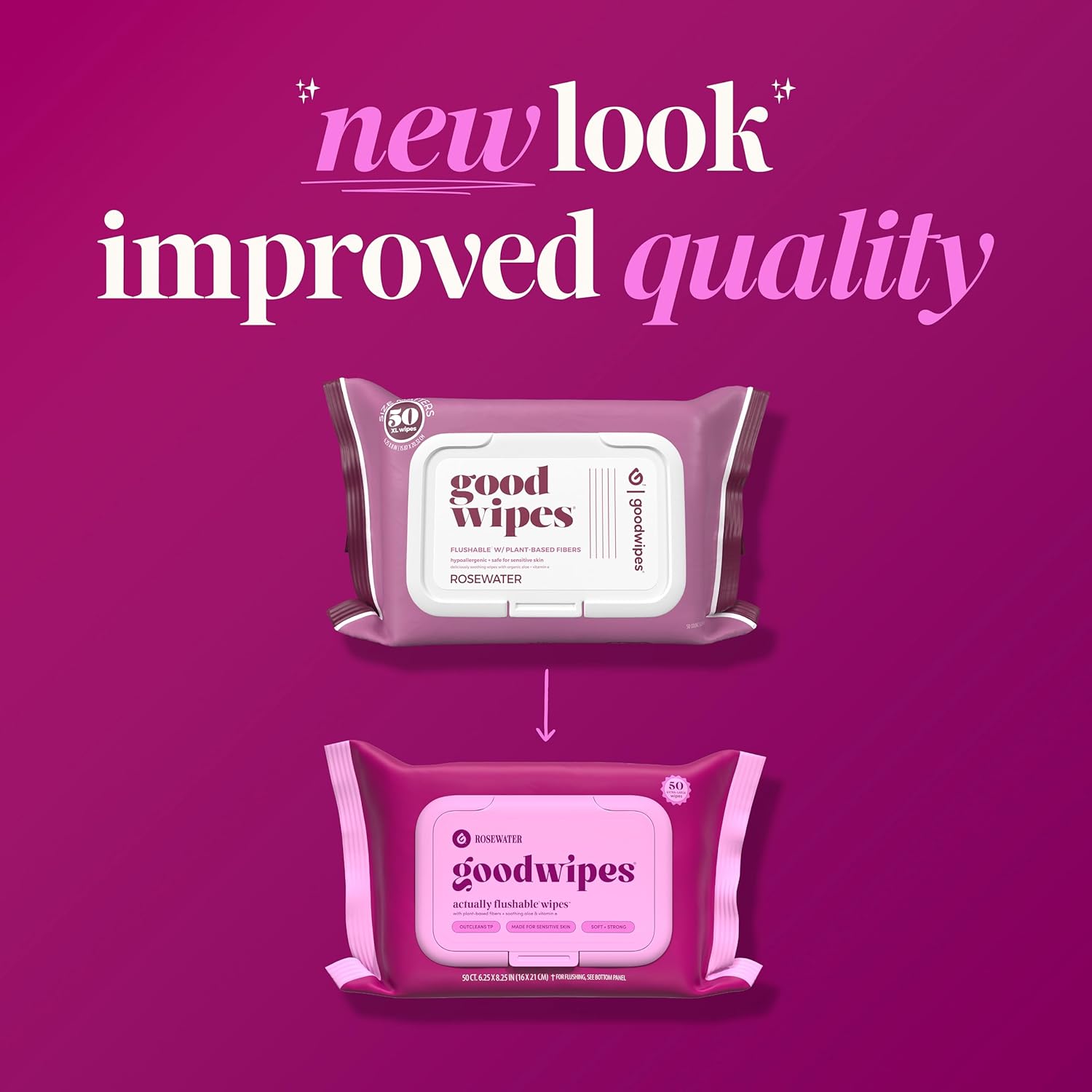 goodwipes Flushable Wipes - Rosewater Wet Wipes for Adults, Sewer & Septic Safe, Guest Bathroom Essentials for Women & Men, pH Balanced & Extra Large, 153 Count (3 Packs and 3 Singles) - Image 5