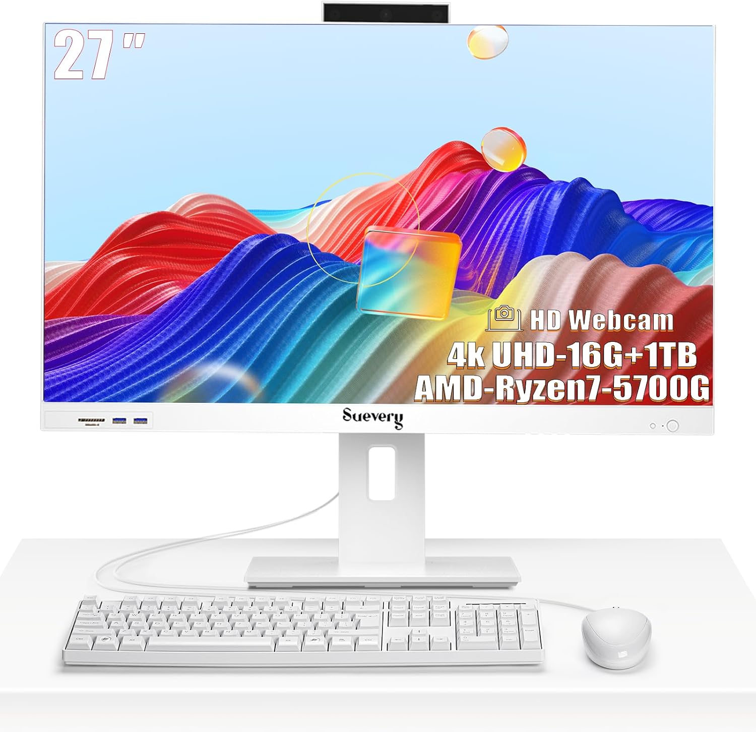 suevery 27" All-in-One PC AMD Ryzen7 5700G | 1TB NVMe SSD, 16GB DDR4 RAM, 1080P FHD Display, Gaming PC, Business Display for Home Office - Image 10