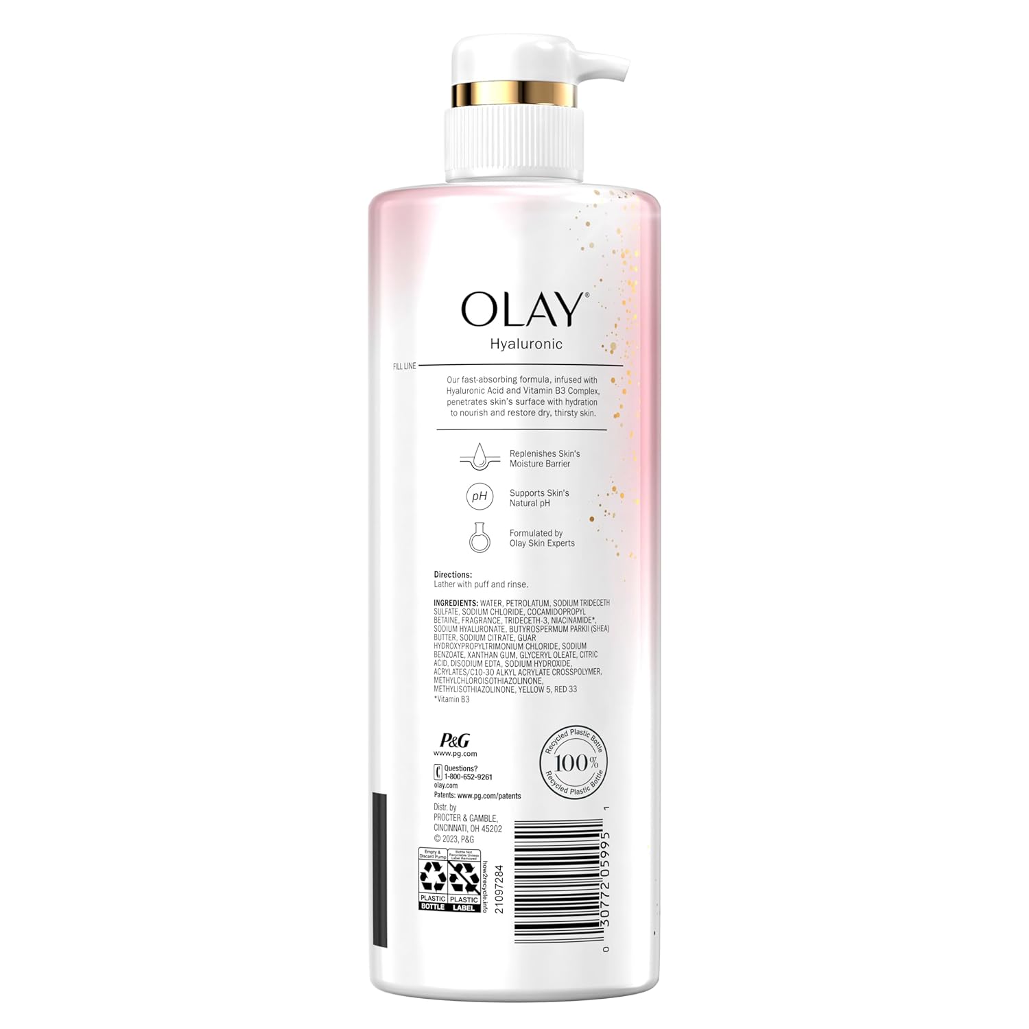 Olay Body Wash for Women, Intensely Hydrating, Hyaluronic Acid Serum Complex, Renews Moisture, Free of Parabens & Phthalates, Vitamin B3 Lameller Technology, For All Skin Types, 20 fl oz (Pack of 4) - Image 11