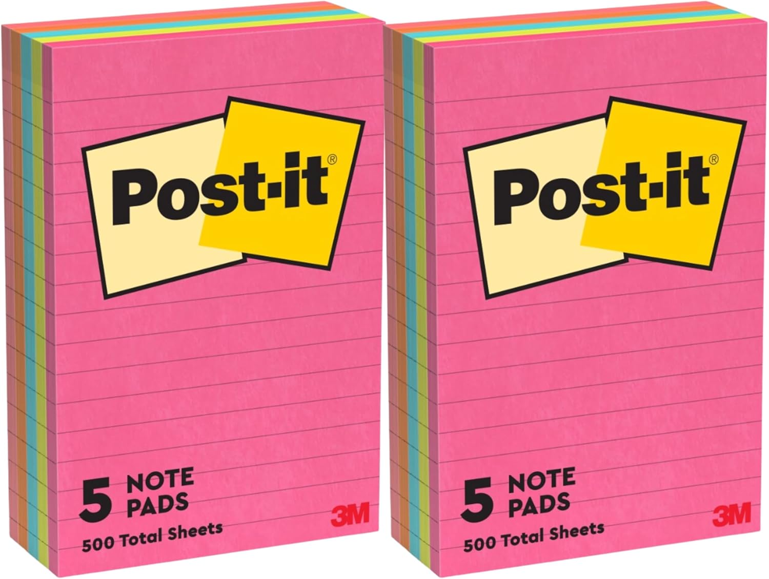 Post-it Notes, 4 in x 6 in, Lined, Assorted Bright Colors, 2 Pack, 10 Pads, 100 Sheets per Pad, 1000 Sheets Total, Sticky Notes for Planners, School and Office - Image 2