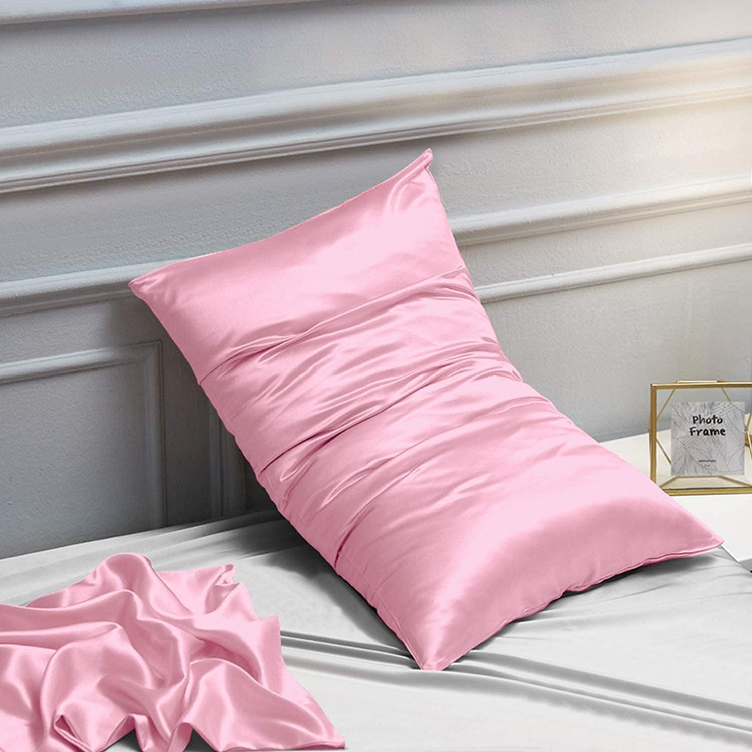 NTBAY 2 Pack Satin Standard Pillowcases for Hair and Skin, Luxurious and Silky Pillow Cases with Envelope Closure, 20x26 Inches, Pink - Image 6