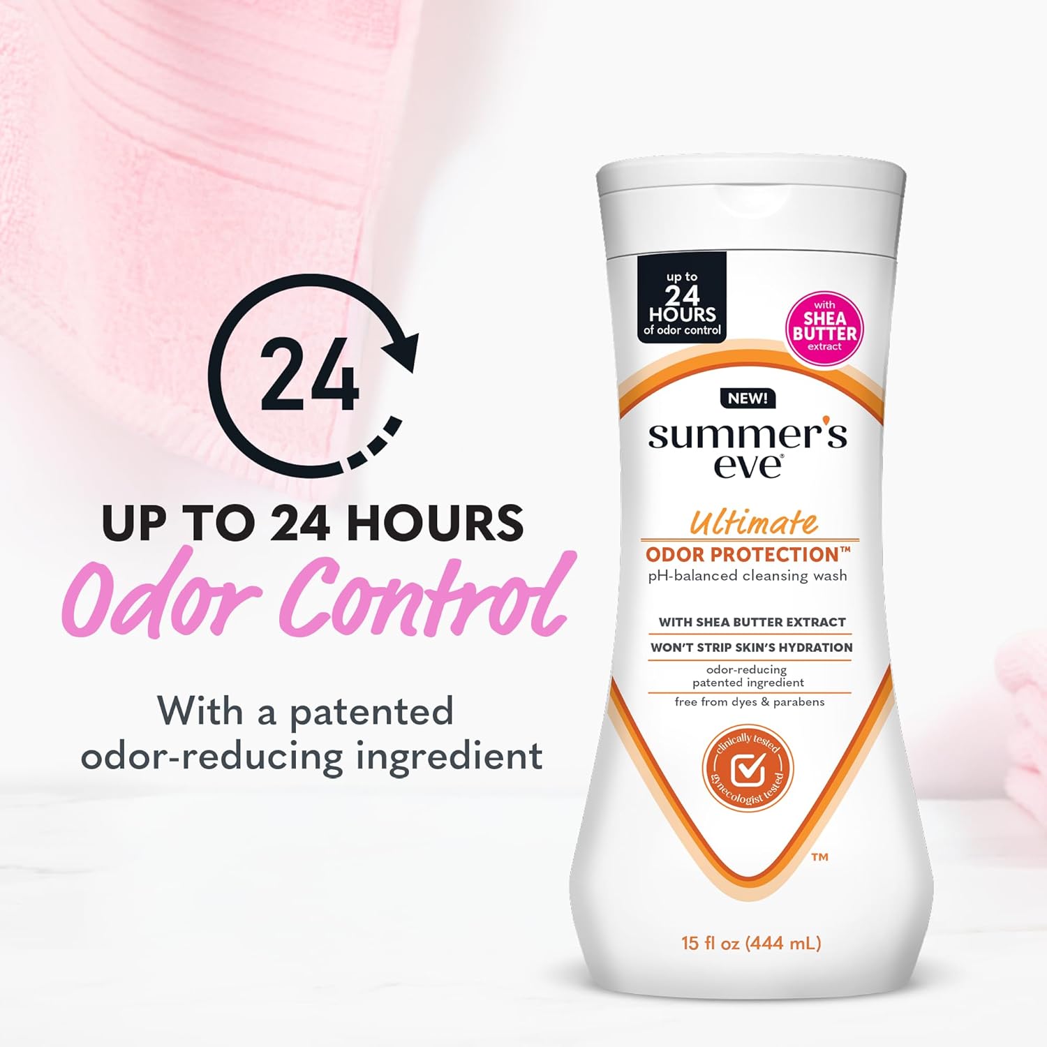 Summer’s Eve Ultimate Odor Protection Feminine Wash with Shea Butter - Up to 24 Hour Vaginal Odor Control, pH Balanced Formula, Clinically & Gynecologist Tested Intimate Body Wash - 15 Fl Oz - Image 3