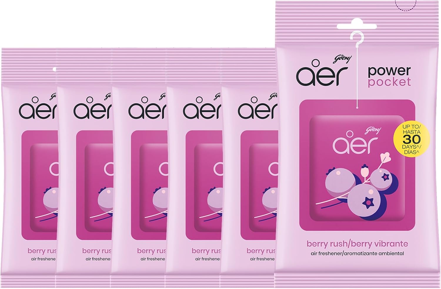 Godrej Aer Power Pocket Floral Delight Bathroom Fragrance 10 g, 6-Pack
