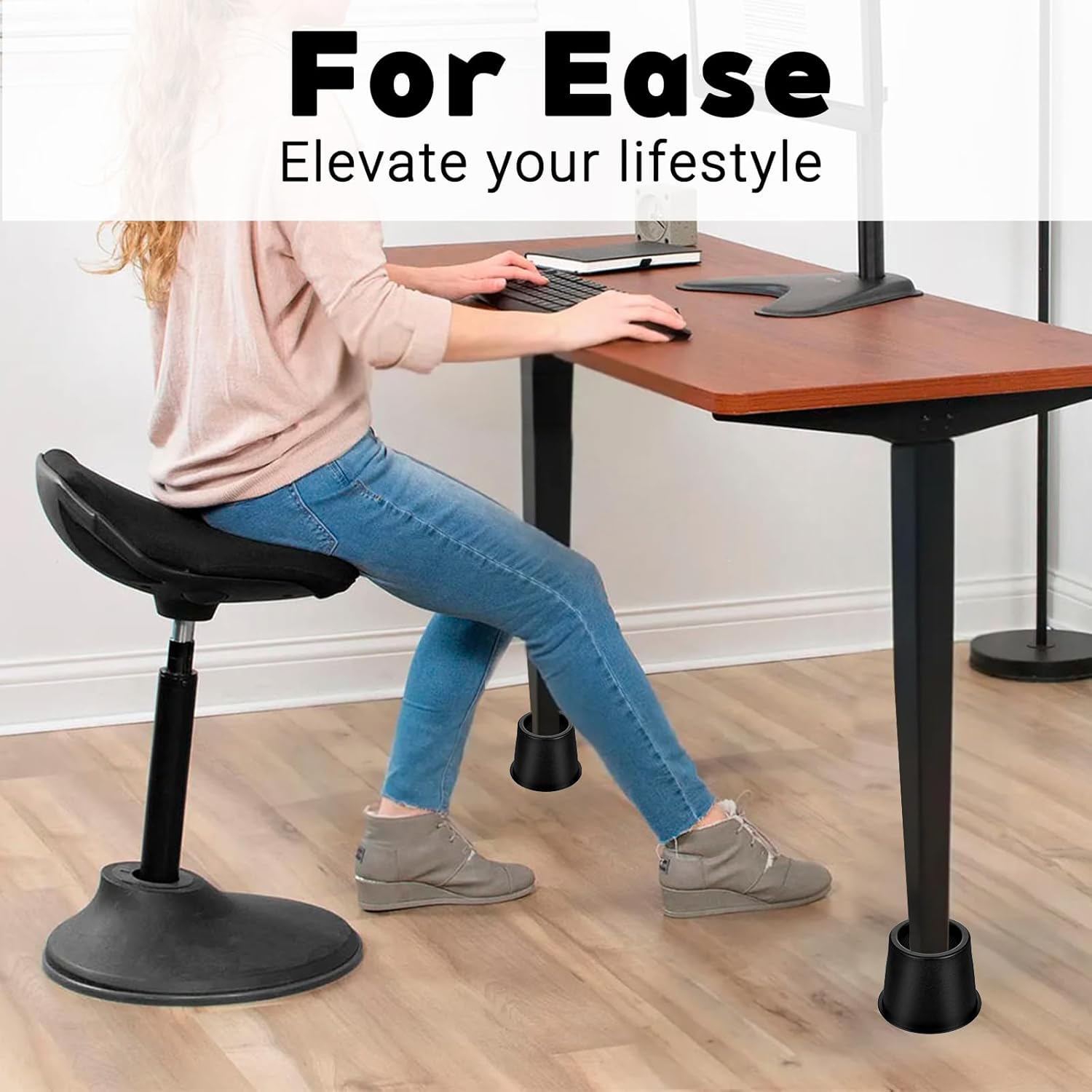 6 Pack Black Bed Risers 4 Inch Heavy Duty, Round Furniture Risers for Bed Desk Leg Table Sofa Couch, Support up to 3300 Lbs - Image 7