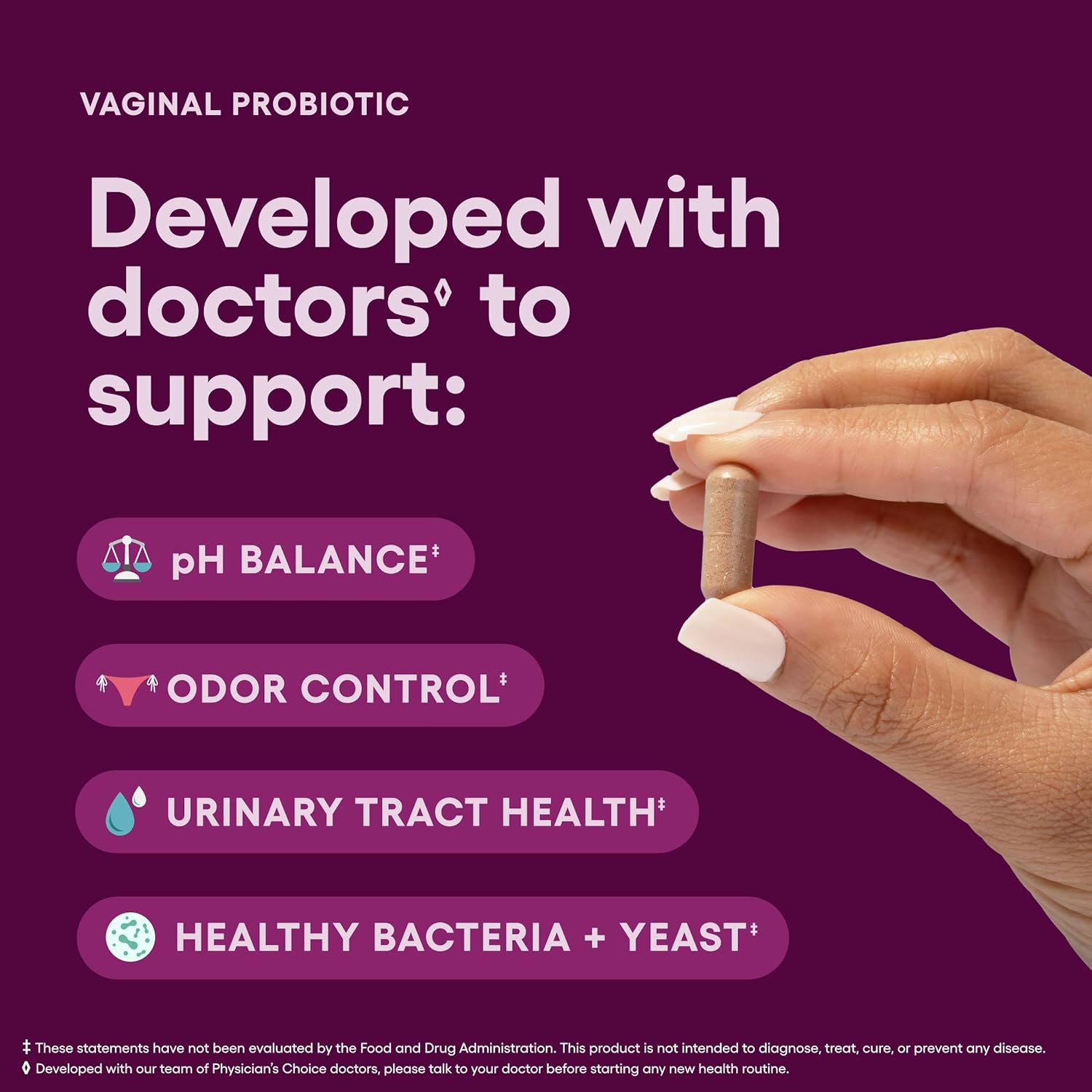 Physician's CHOICE Vaginal Probiotics for Women - pH Balance, Odor Control, Yeast Balance, Vaginal Flora & Feminine Health - 6B CFU with Organic Prebiotics and Cranberry Extract - 30 CT - Image 5