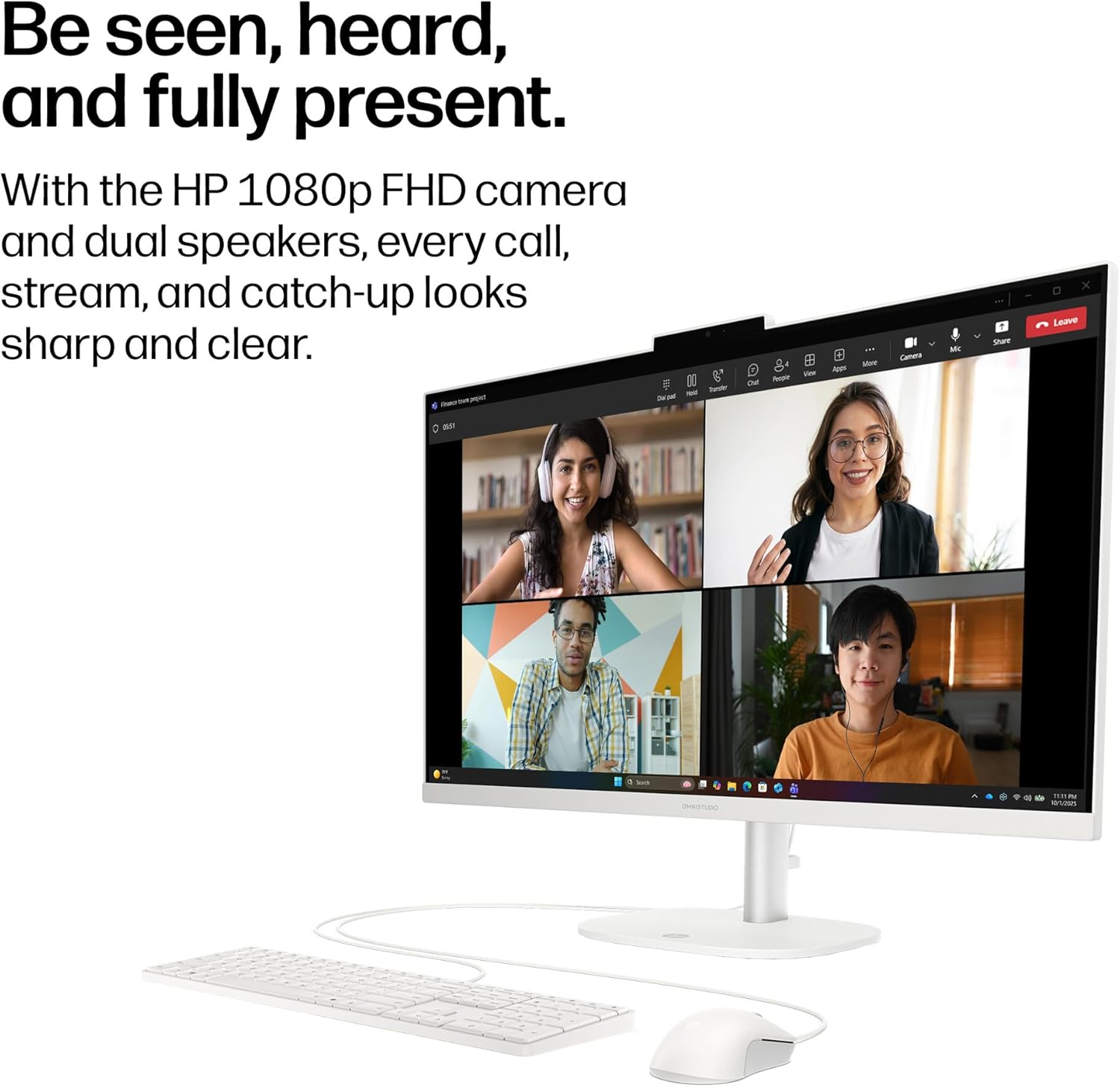 HP OmniStudio 27 inch All-in-One Desktop PC, FHD Display, AMD Ryzen 5 220, 16 GB RAM, 512 GB SSD, AMD Radeon 740M Graphics, Windows 11 Home, Cotton White, 27-cv0002 (2026) - Image 5